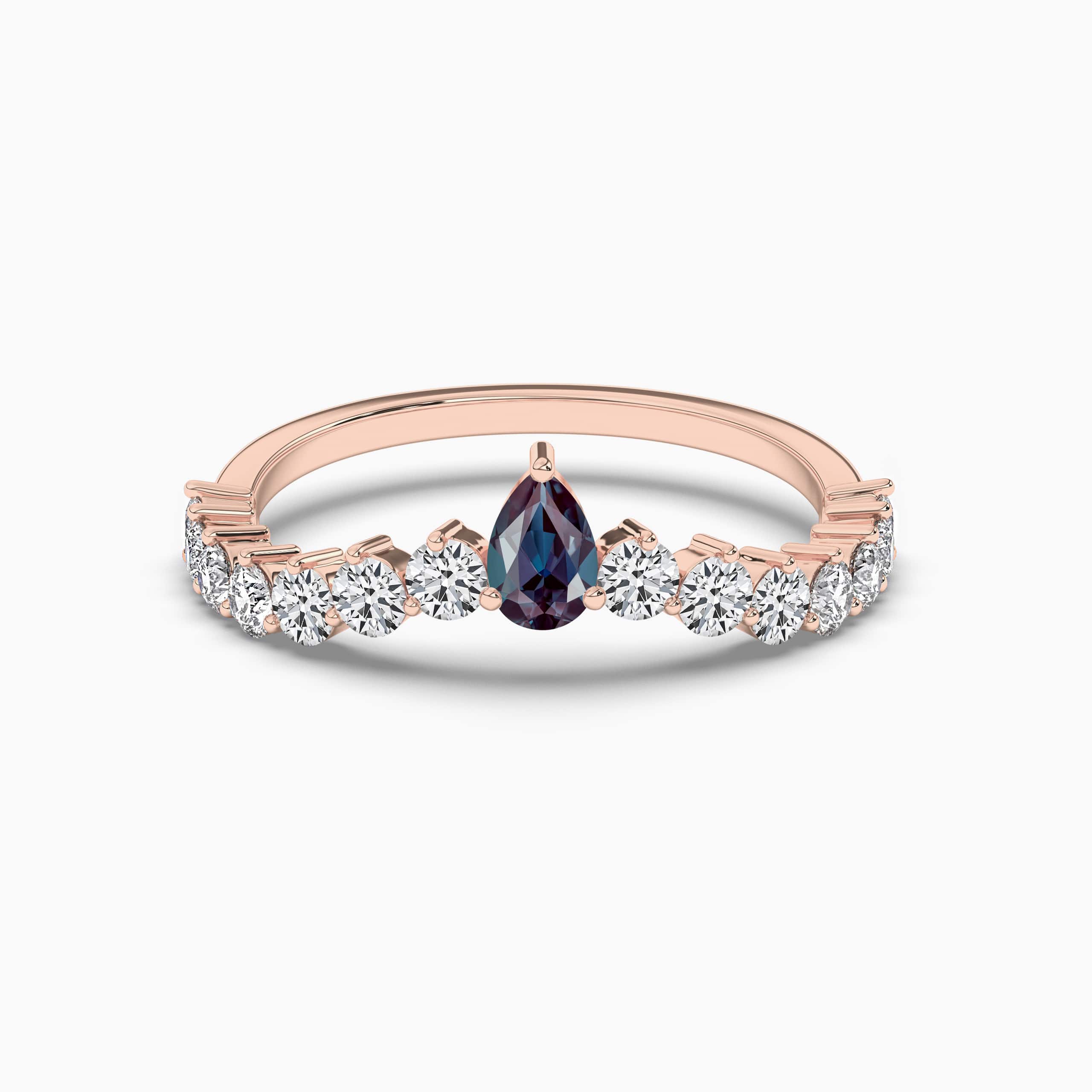 Pear Cut Lab Created Alexandrite Diamond Women Wedding Ring