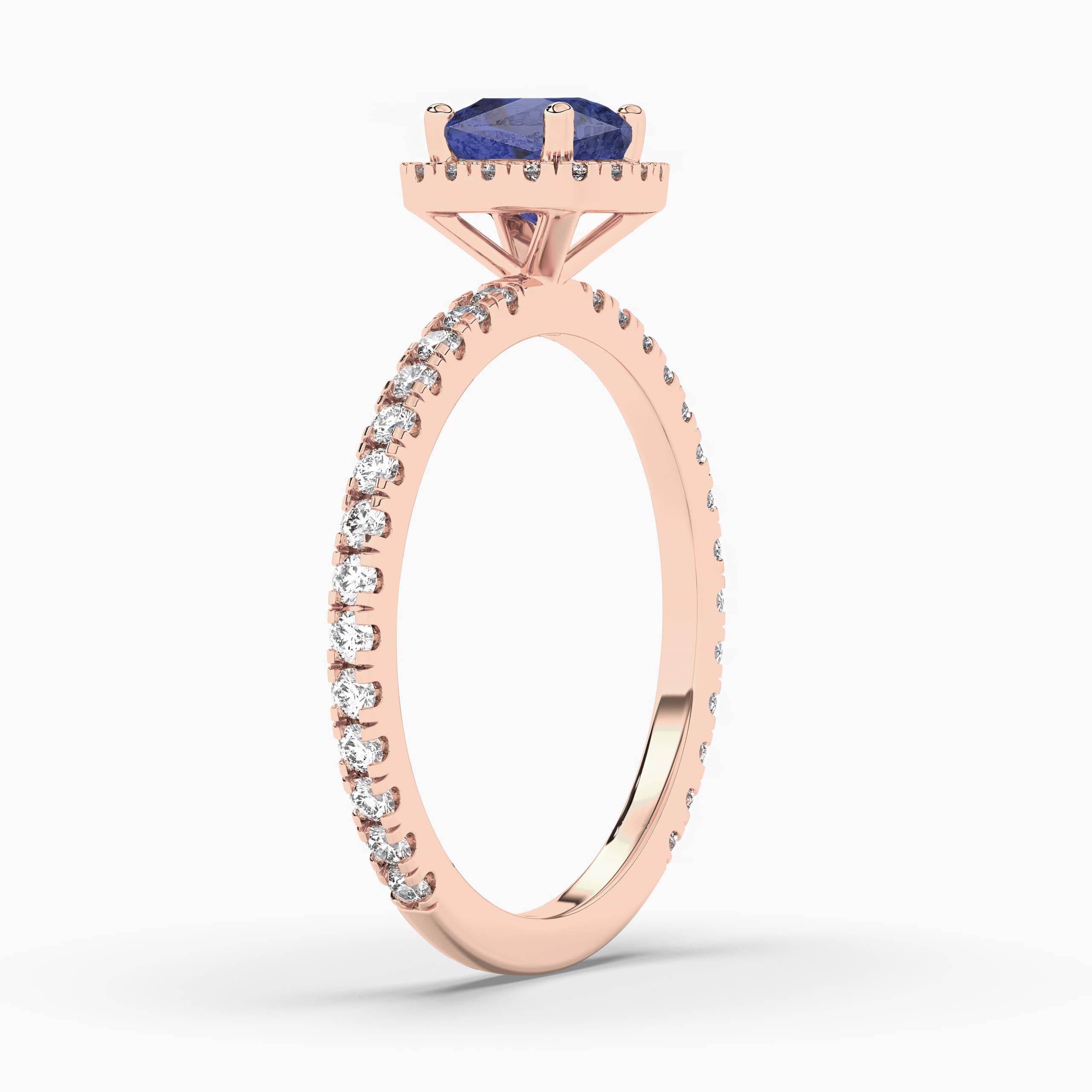 Cushion cut Blue Sapphire engagement ring vintage  rose gold