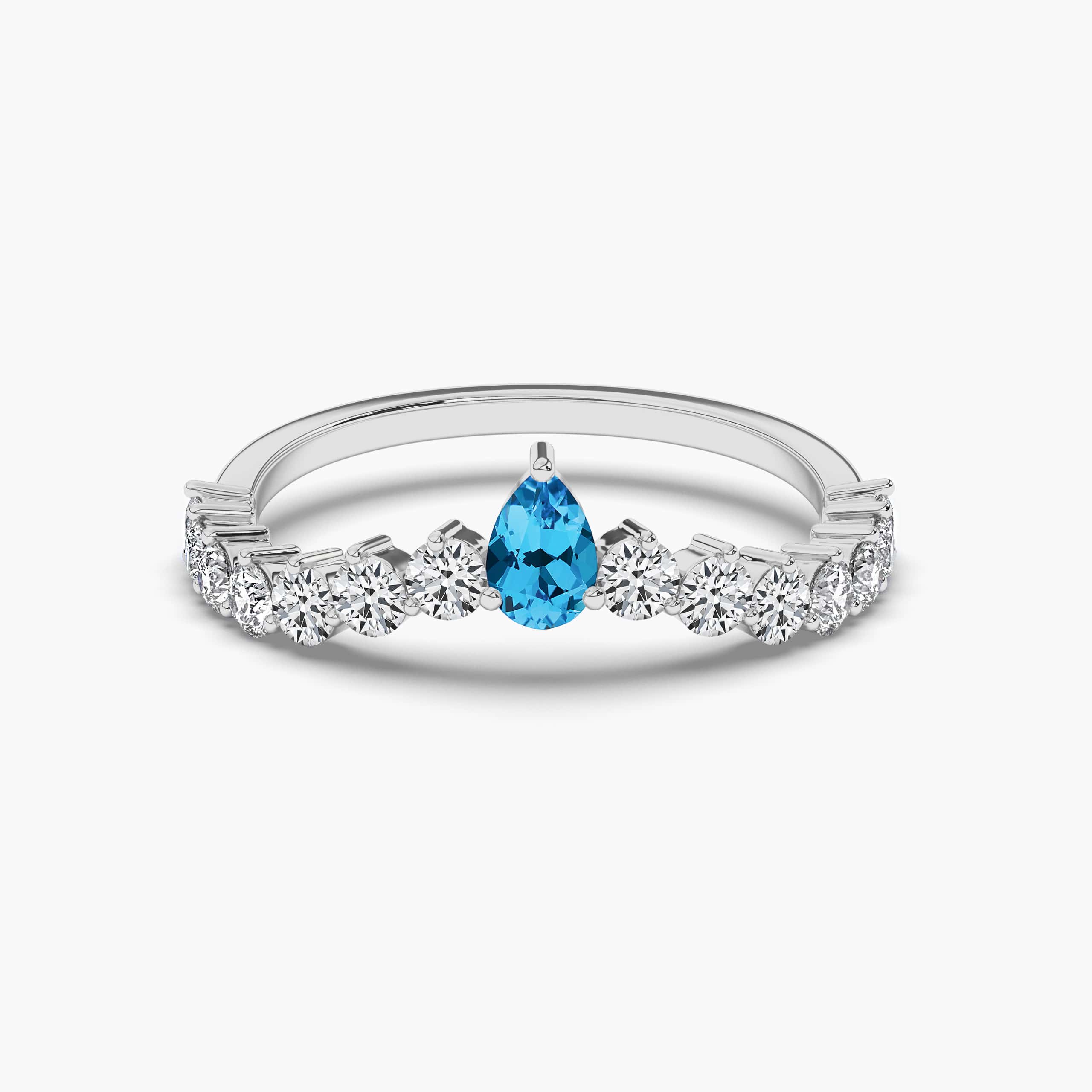 White Gold Pear-Shaped Blue Topaz Ring