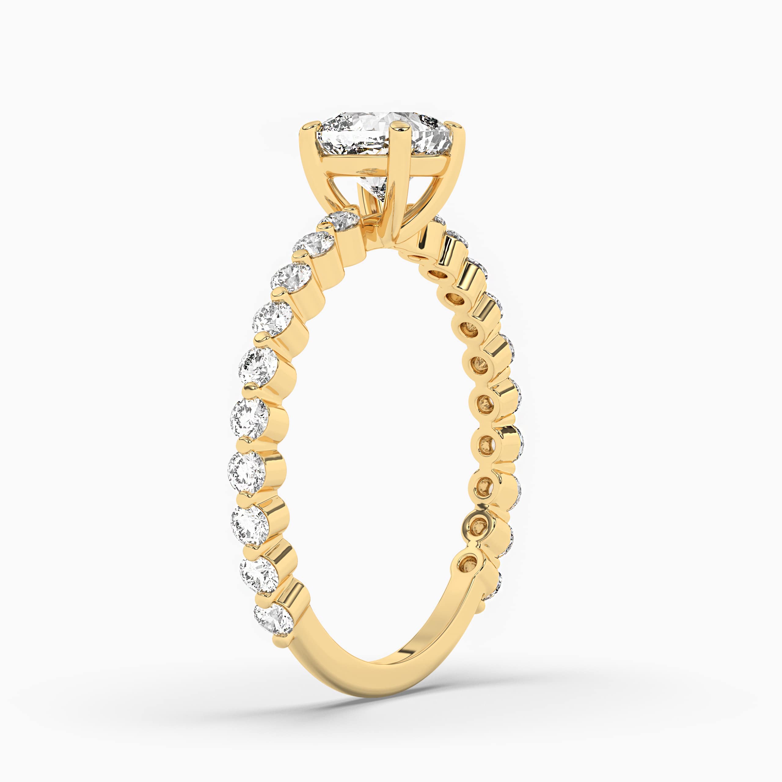 Cushion Cut Lab Created Diamond Engagement Ring Yellow Gold 