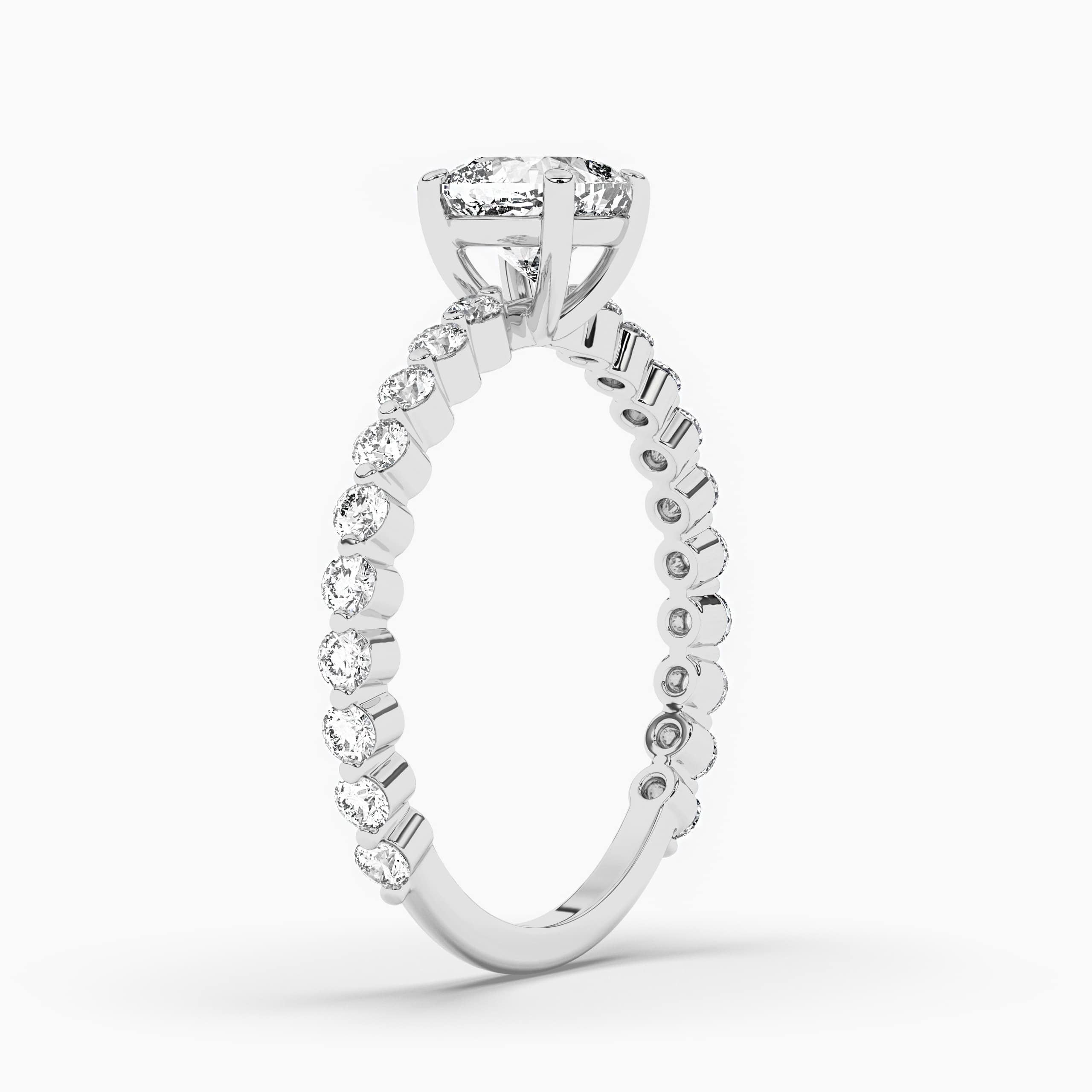 Cushion Cut Diamond Pave Engagement Ring