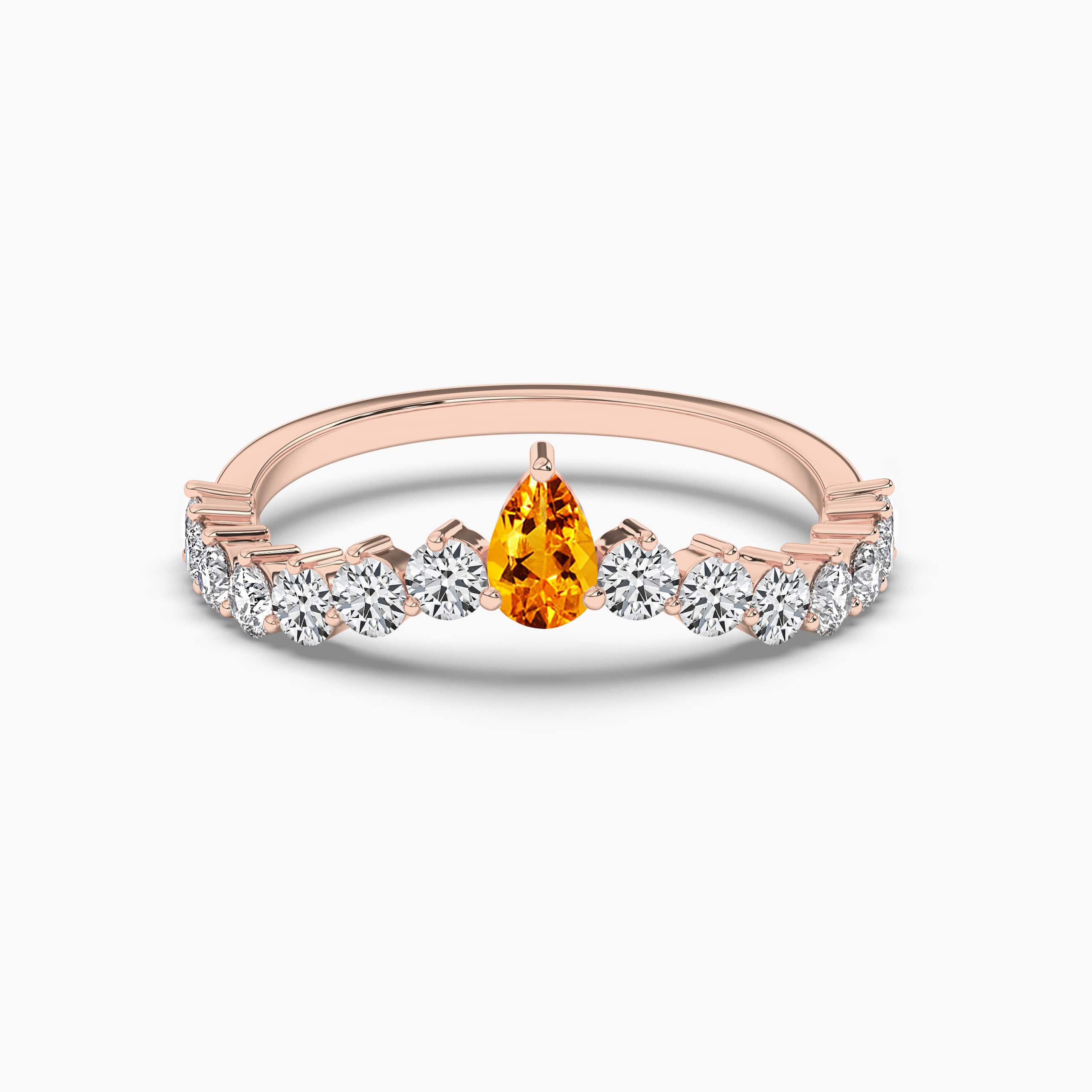 Pear-Shaped Citrine and Diamond Accent Ring in Gold