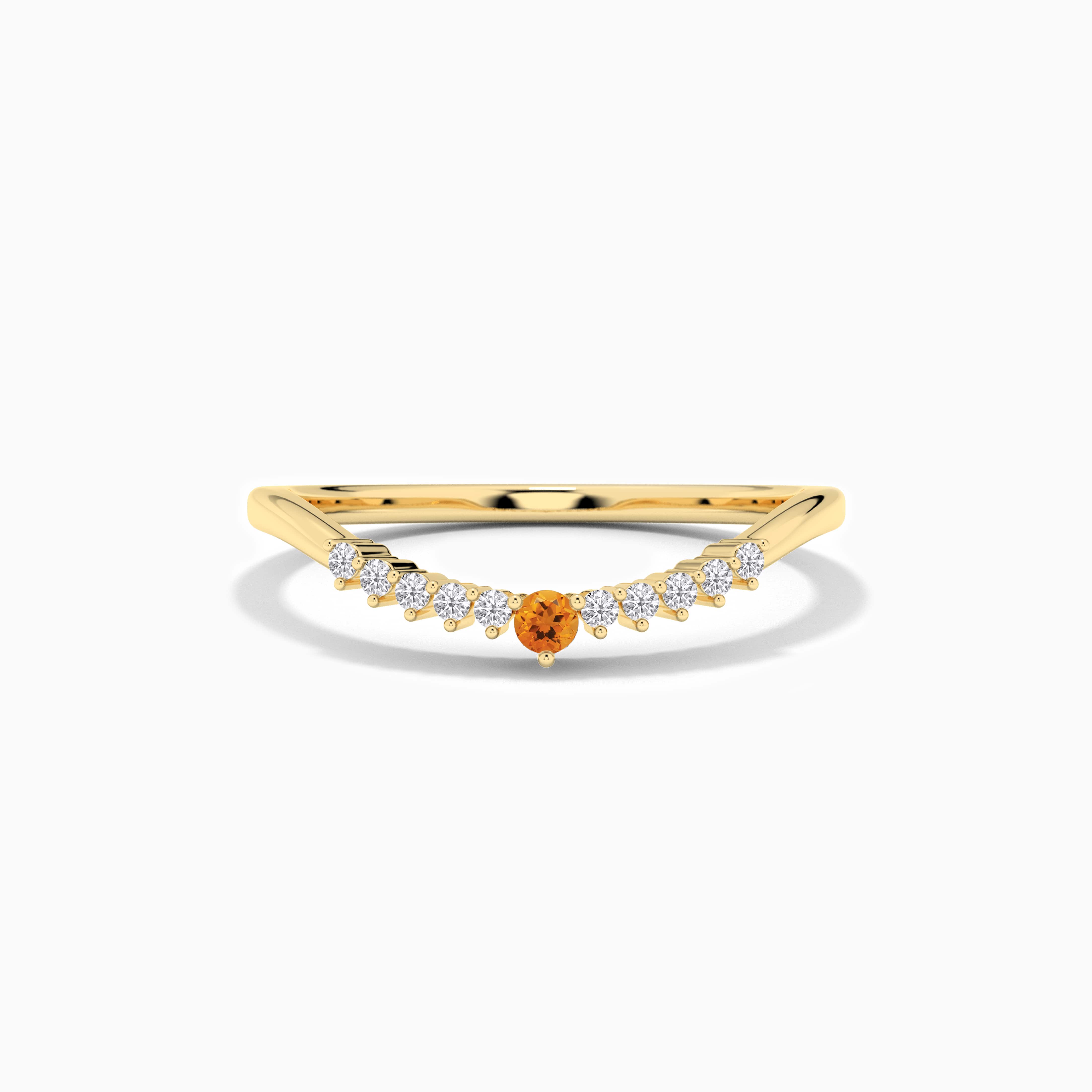 curved wedding band with engagement ring