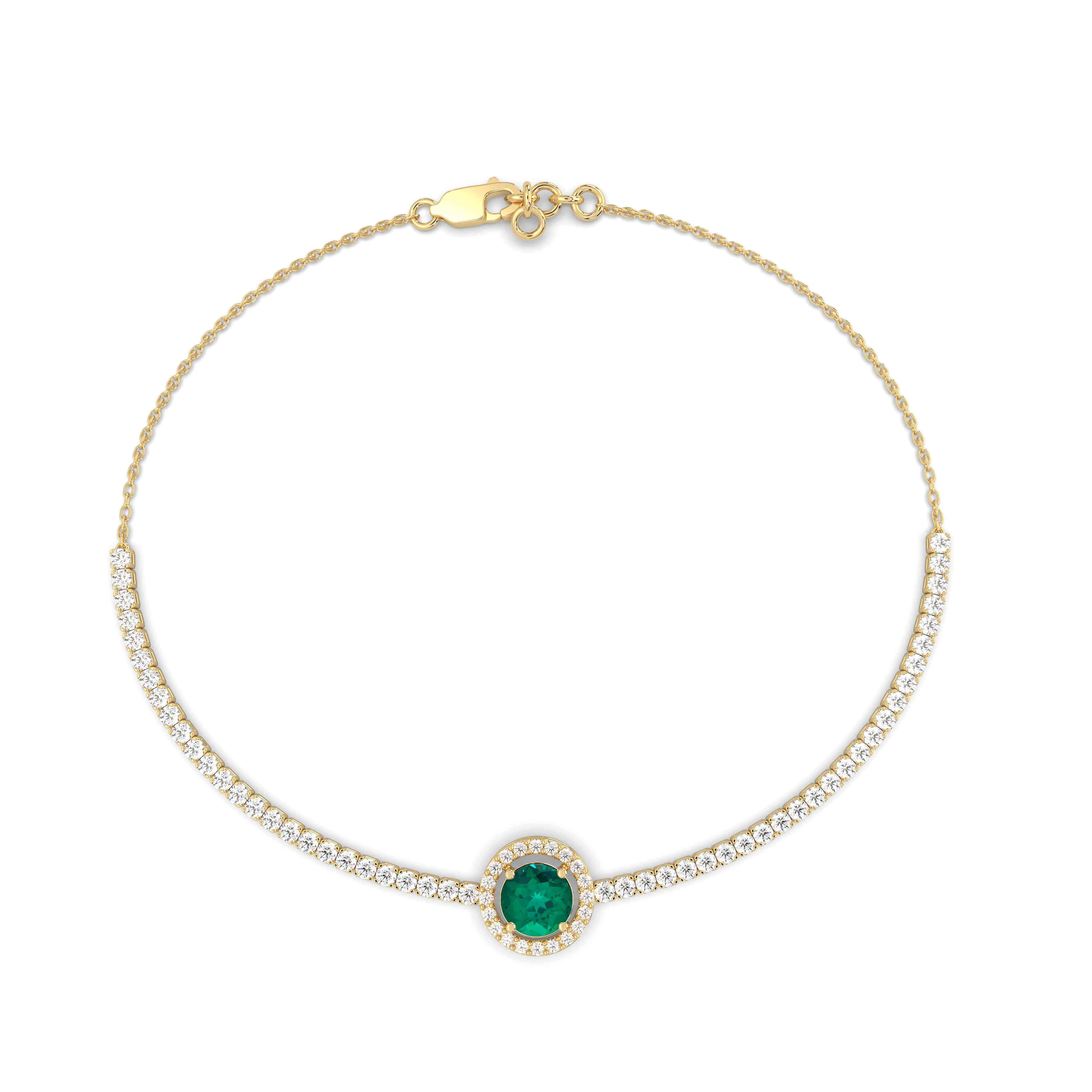 Malachite Pumped eye- White diamonds & Gold Tennis bracelet