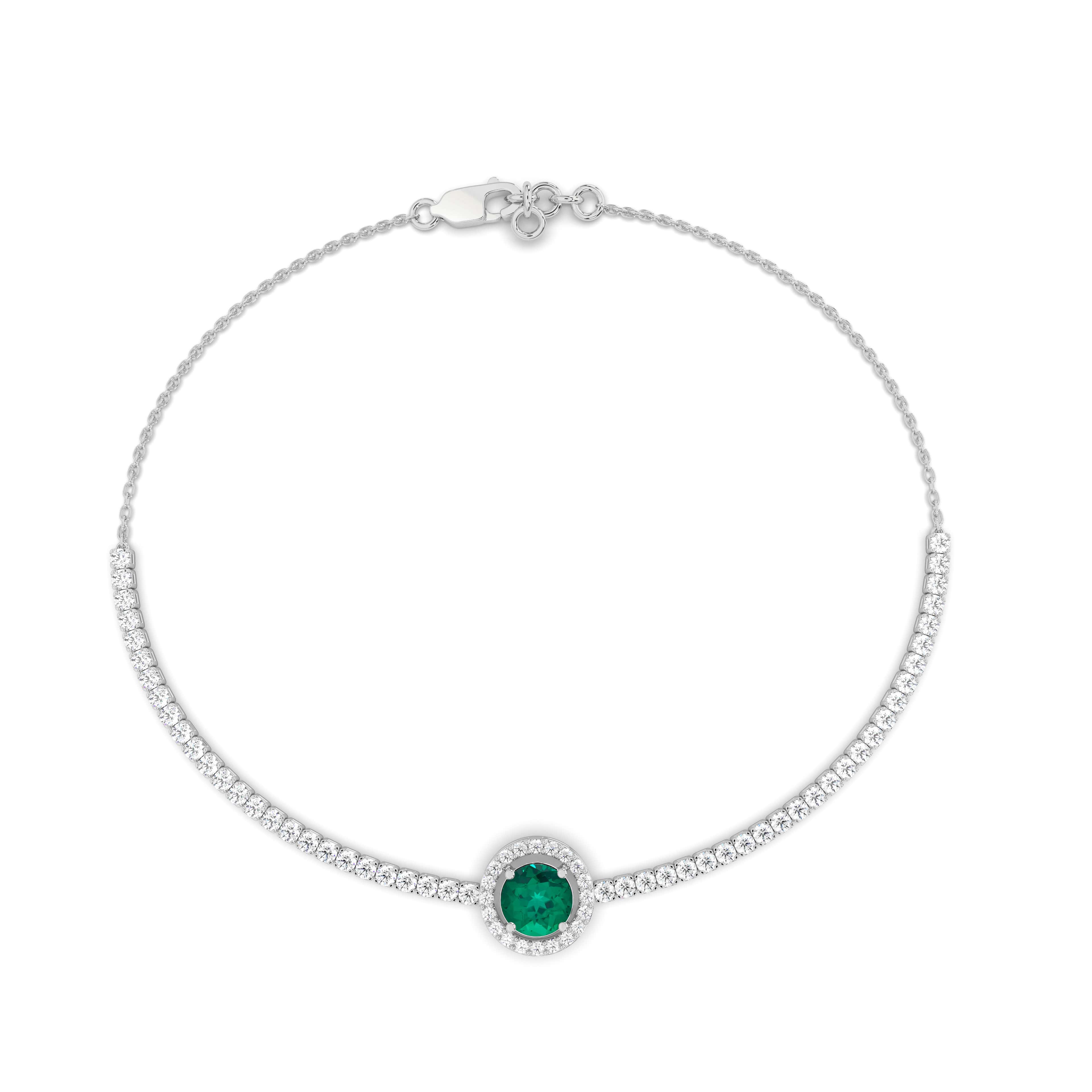 Emerald and Diamond Pave Bracelet, White Gold