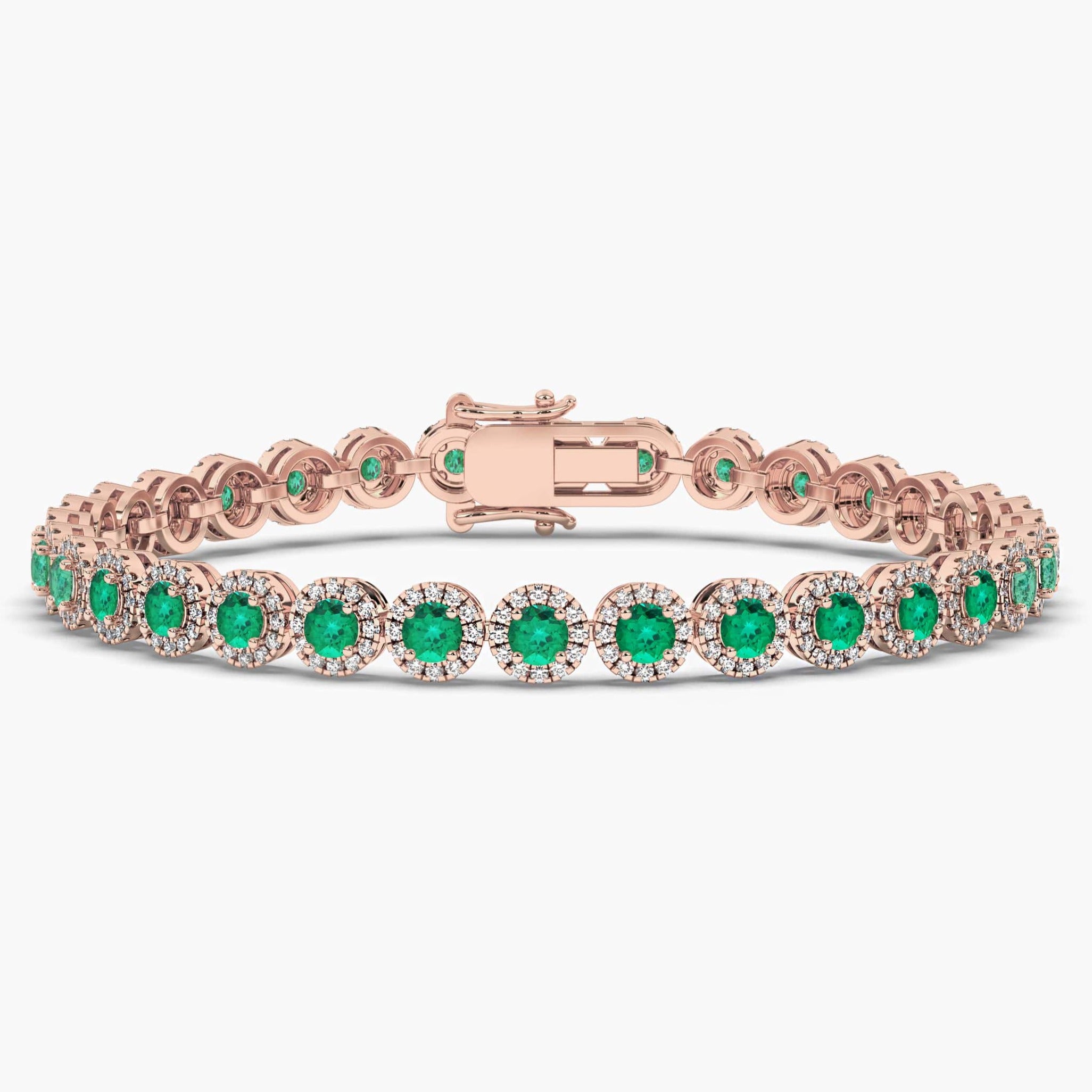 EMERALD AND DIAMOND TENNIS BRACELET ROSE GOLD