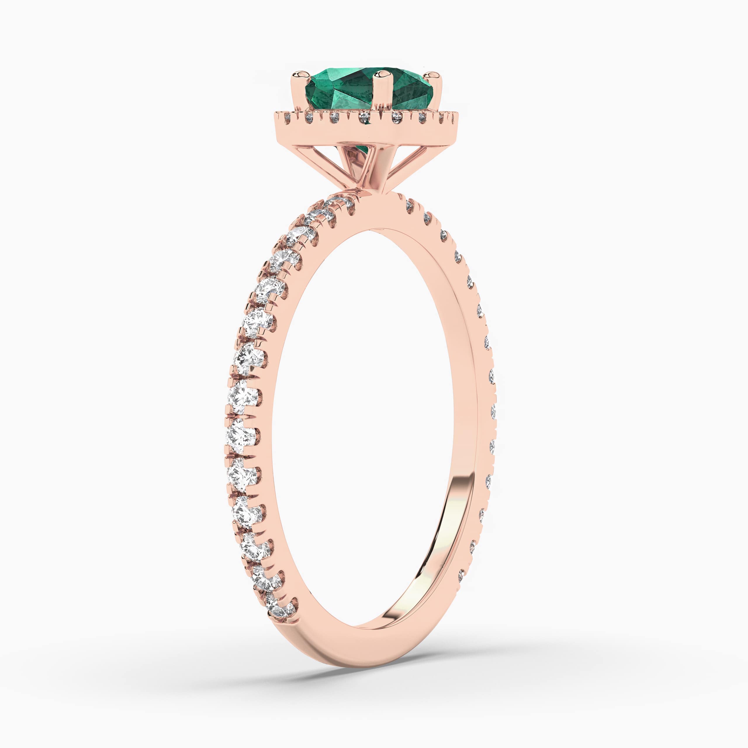 Cushion cut Emerald engagement ring rose gold