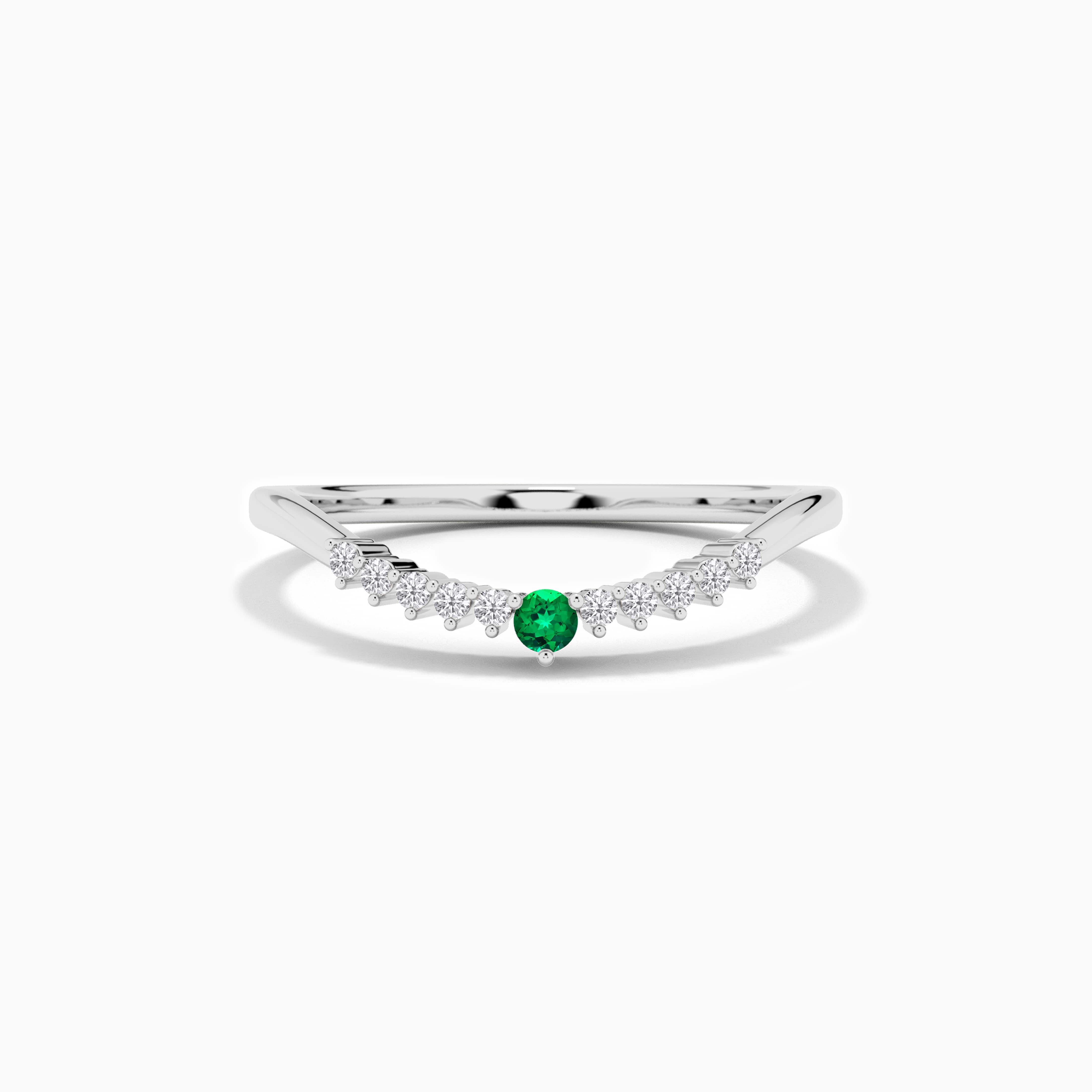 green sapphire curved wedding ring