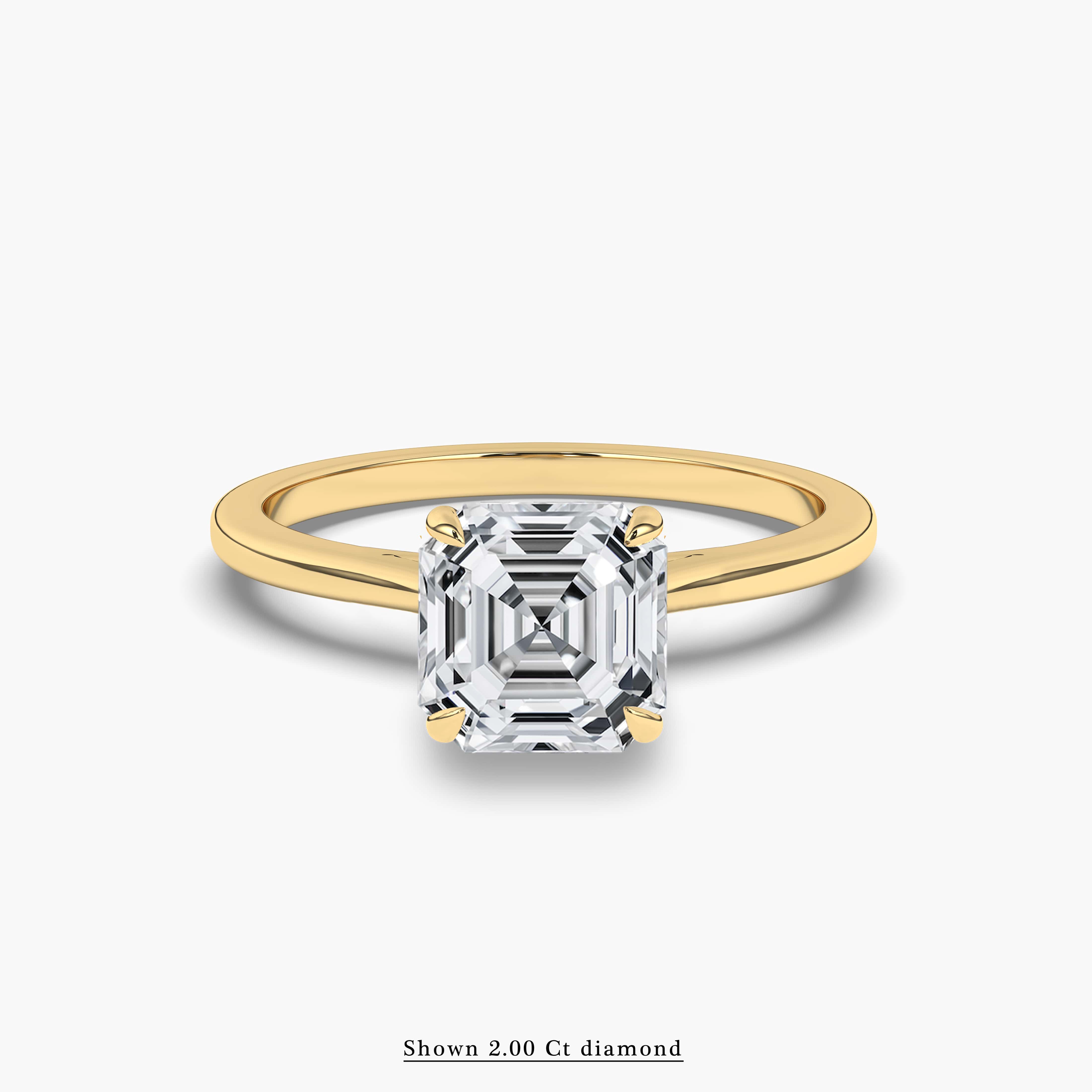 Asscher Cut Engagement Rings Yellow Gold