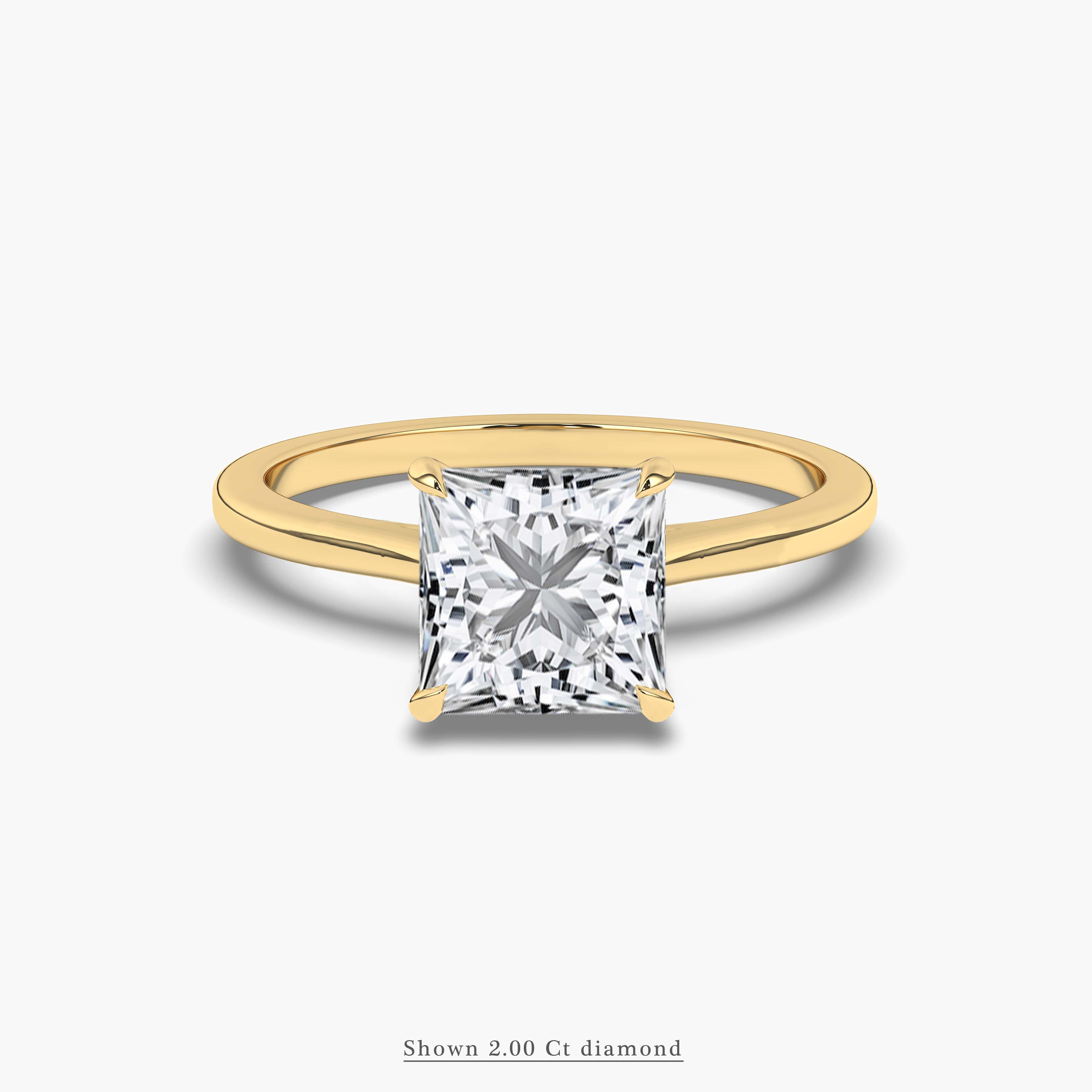 Yellow gold Princess Cut Cathedral Engagement Ring