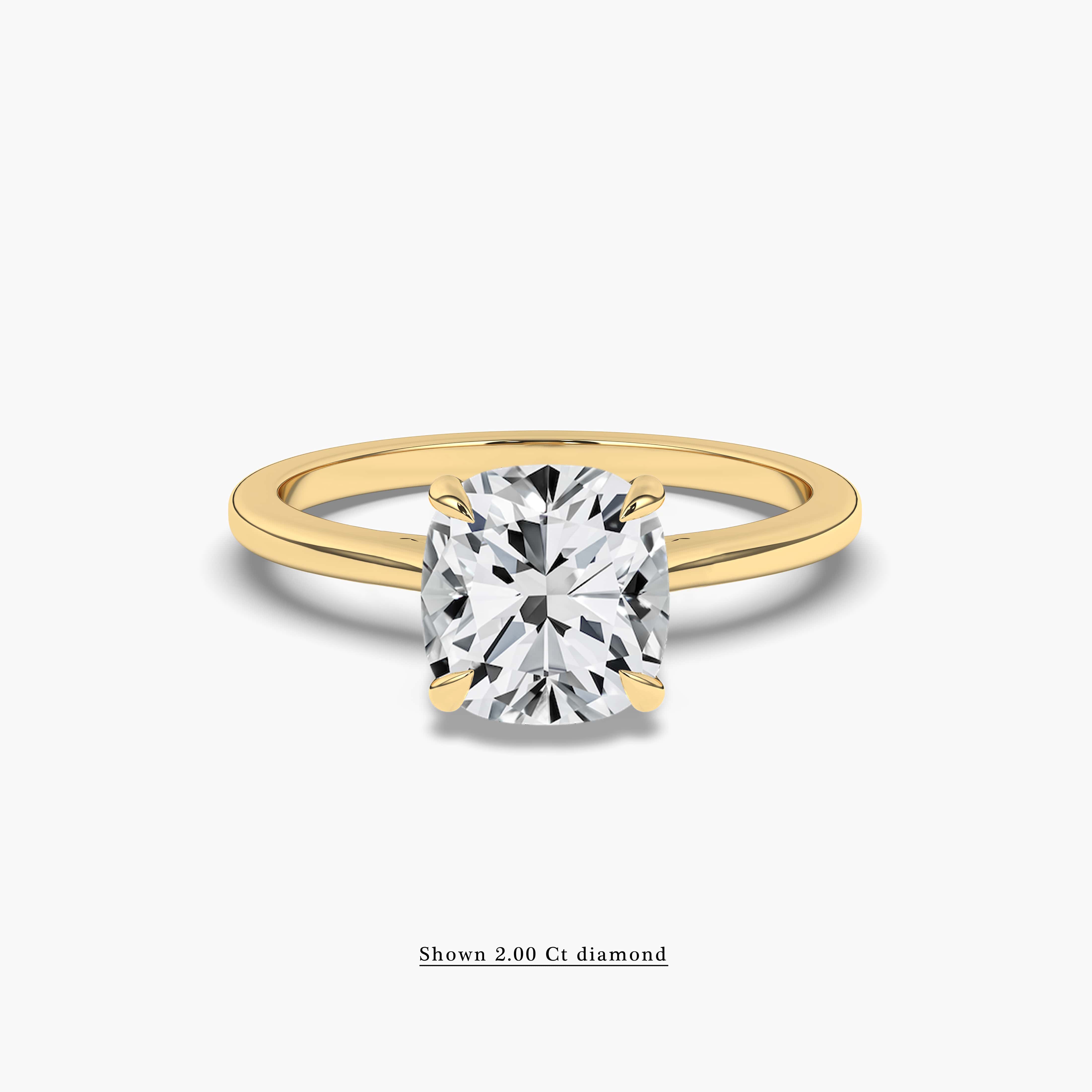 Cushion Cut Solitaire Diamond Engagement Ring Yellow Gold