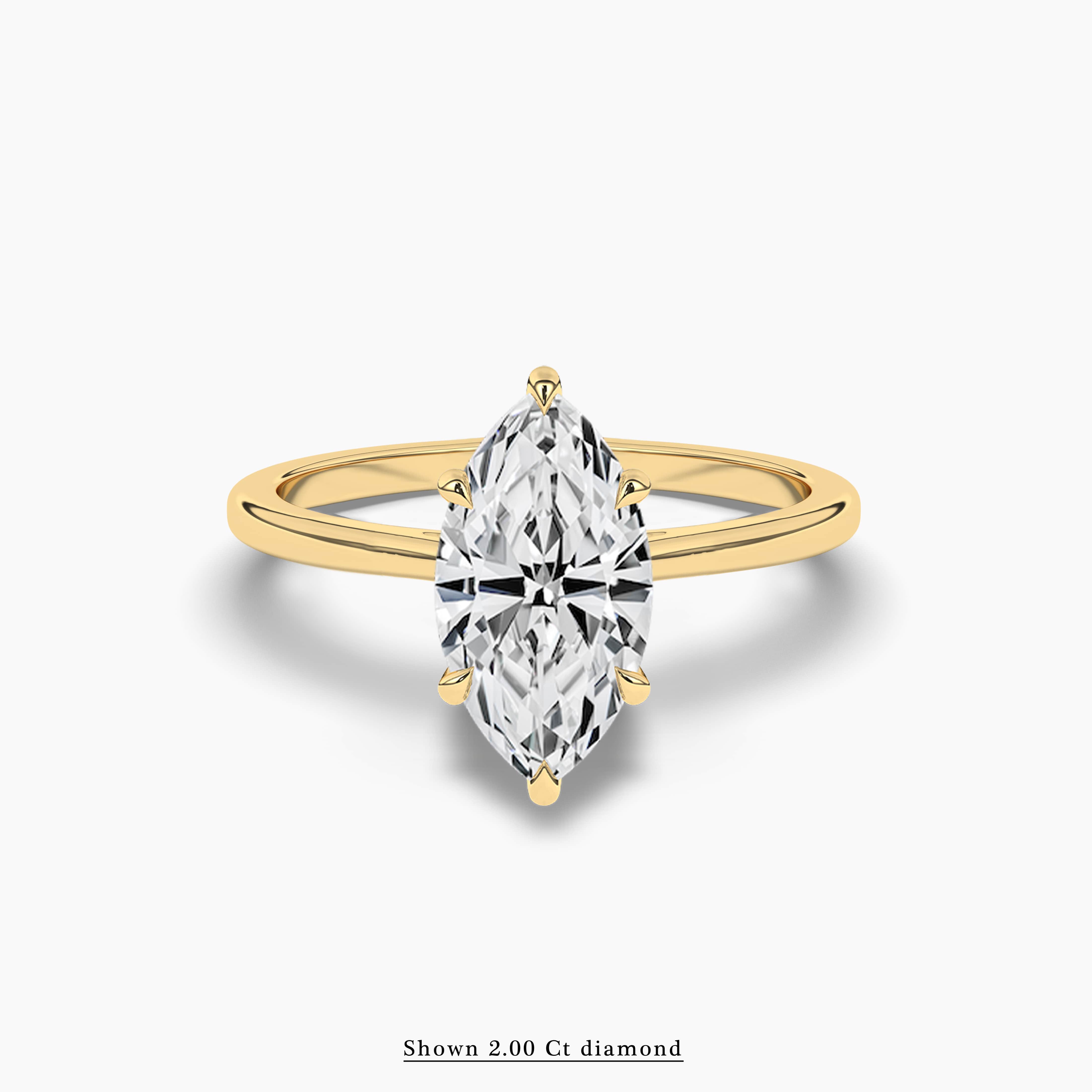 Yellow gold Marquise Cut Engagement Ring