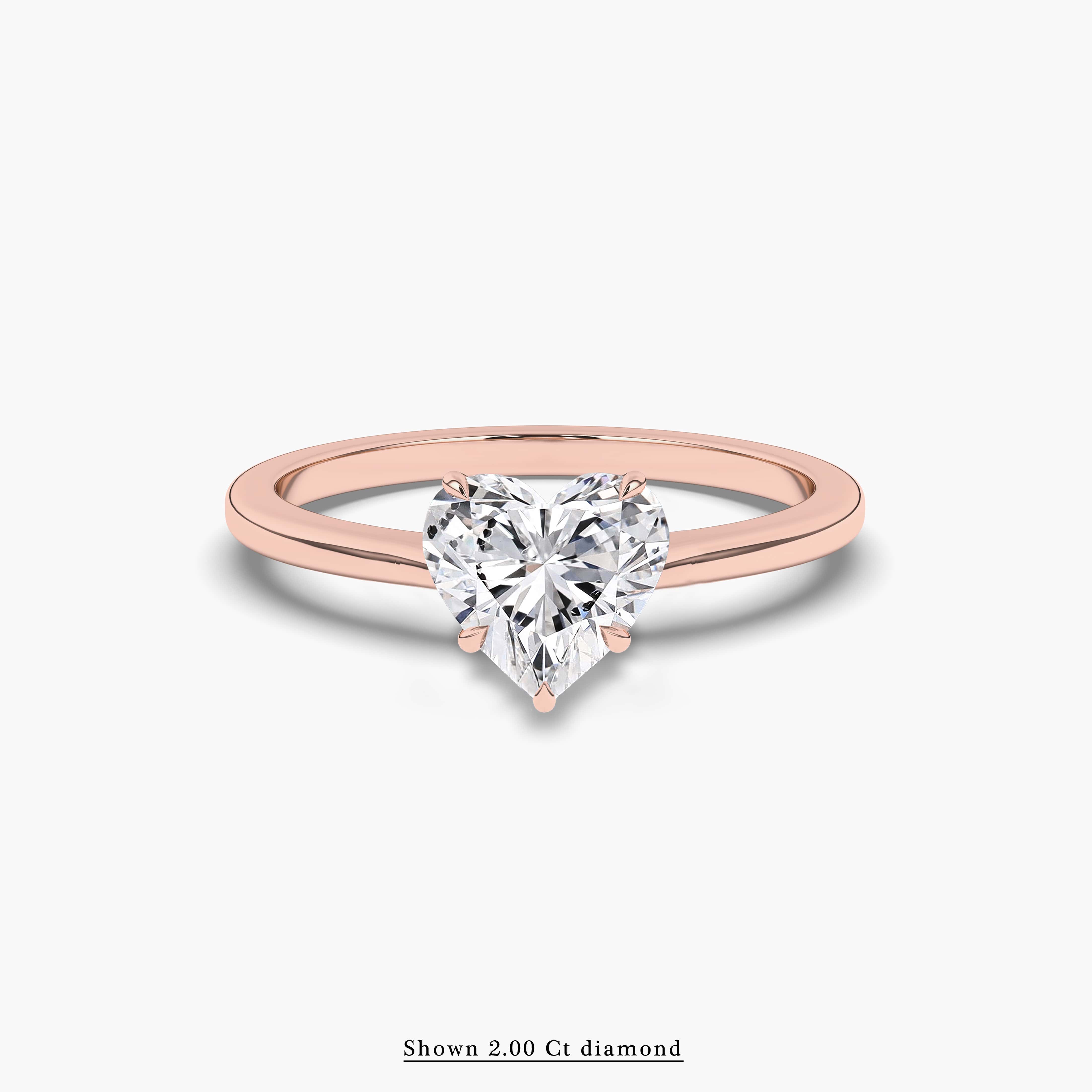 Heart Cut Solitaire Engagement Wedding Ring Solid Rose Gold