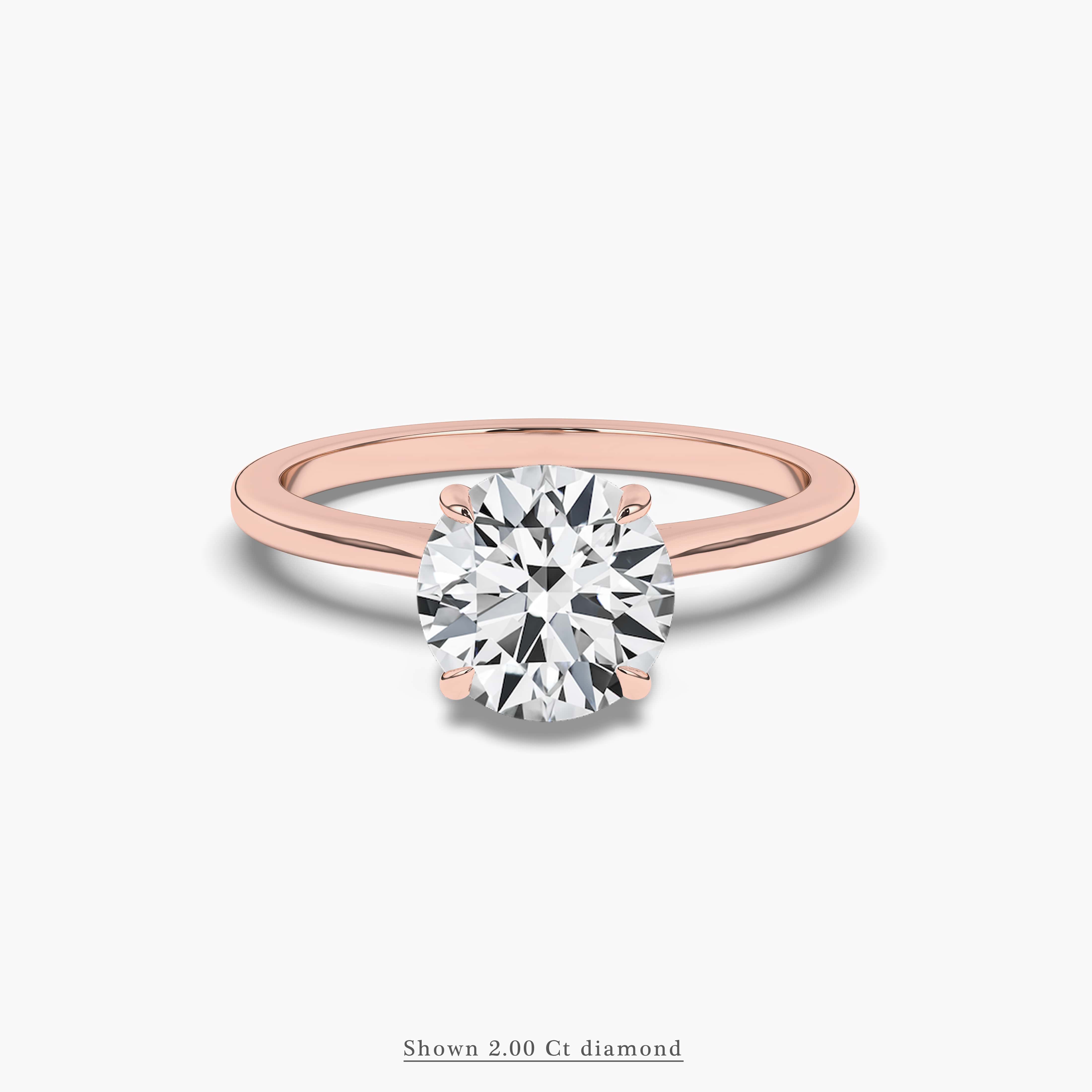 Rose Gold Engagement Ring. Round Solitaire Ring