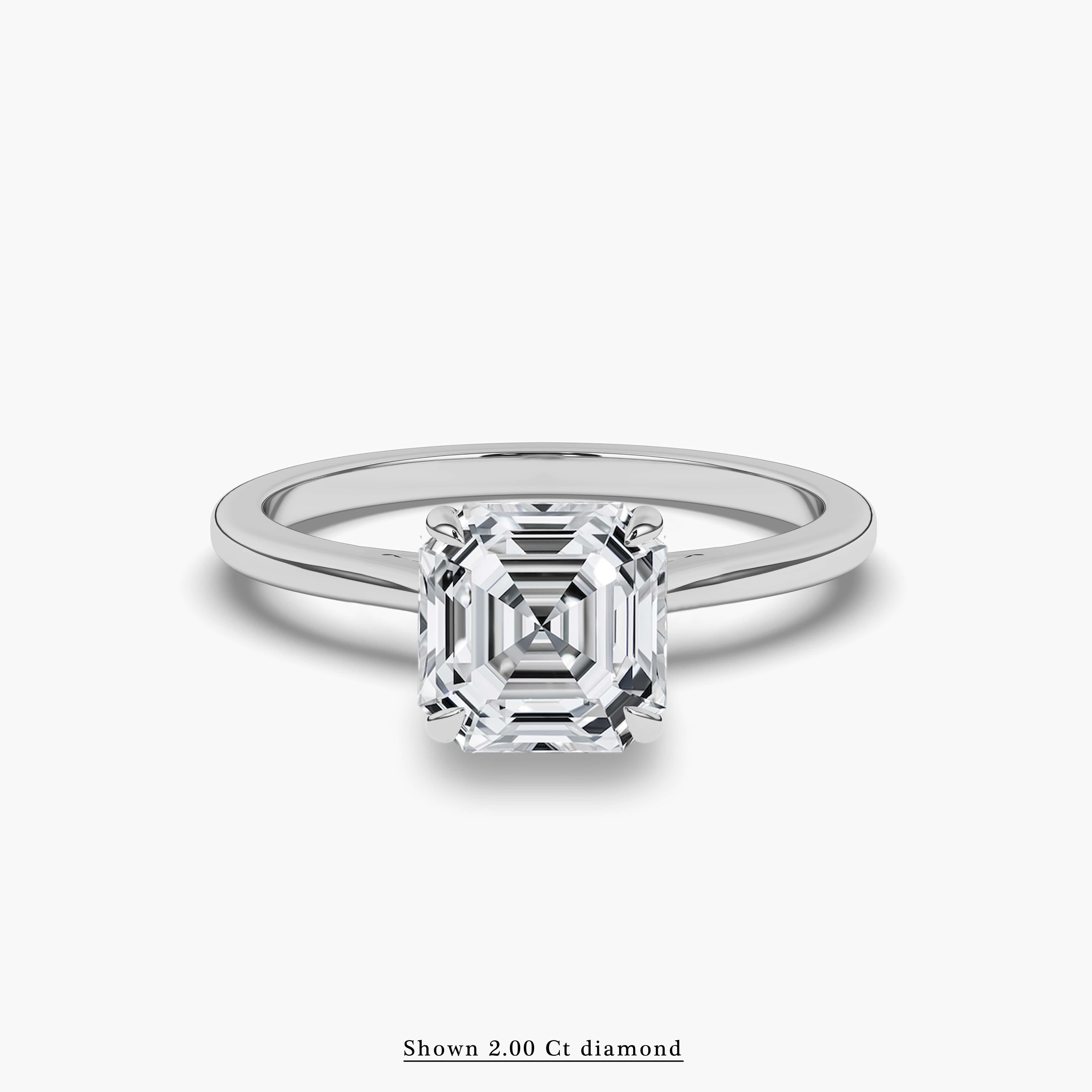 Asscher-Cut Diamond Engagement Ring in White Gold