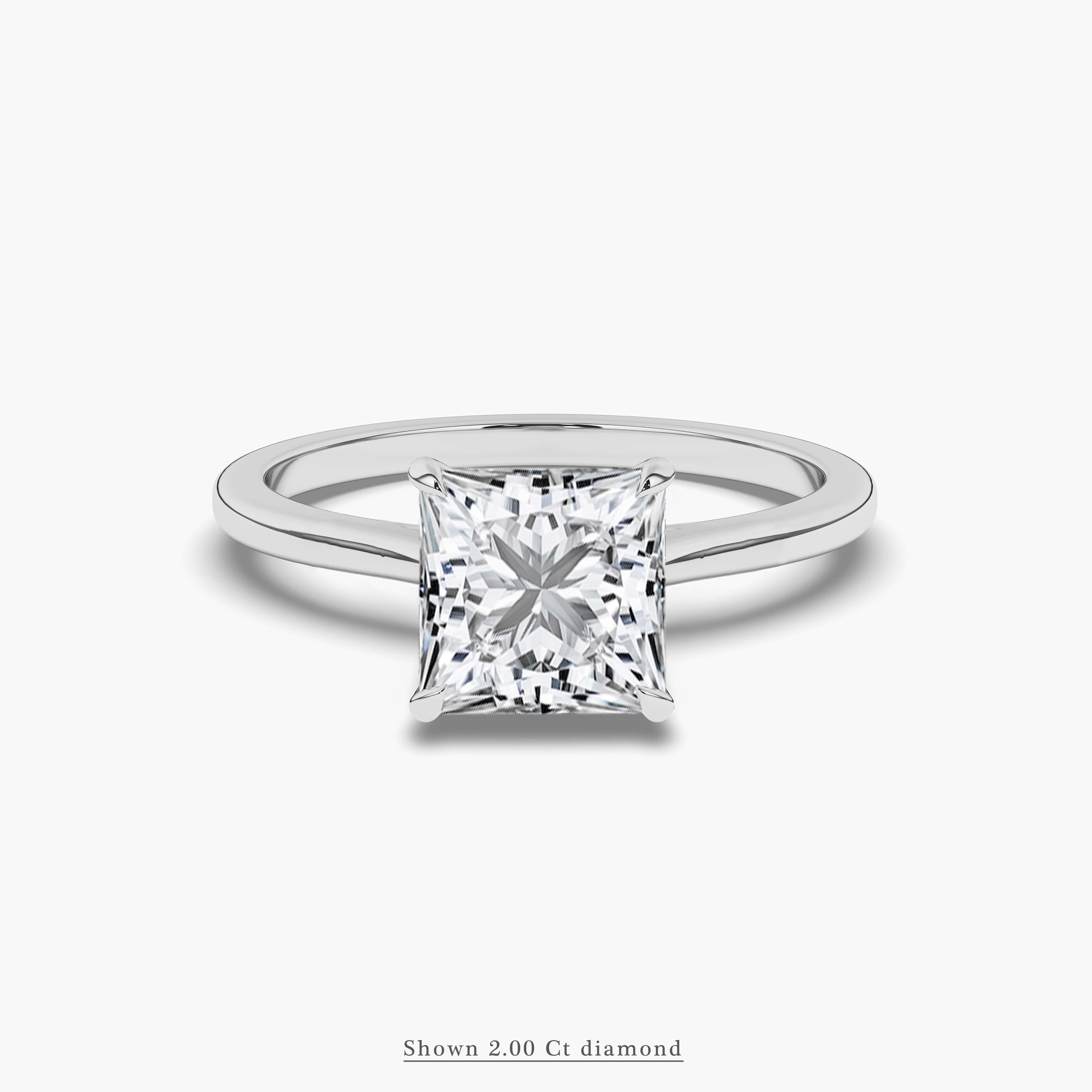 Princess Cut Cathedral Engagement Ring white gold