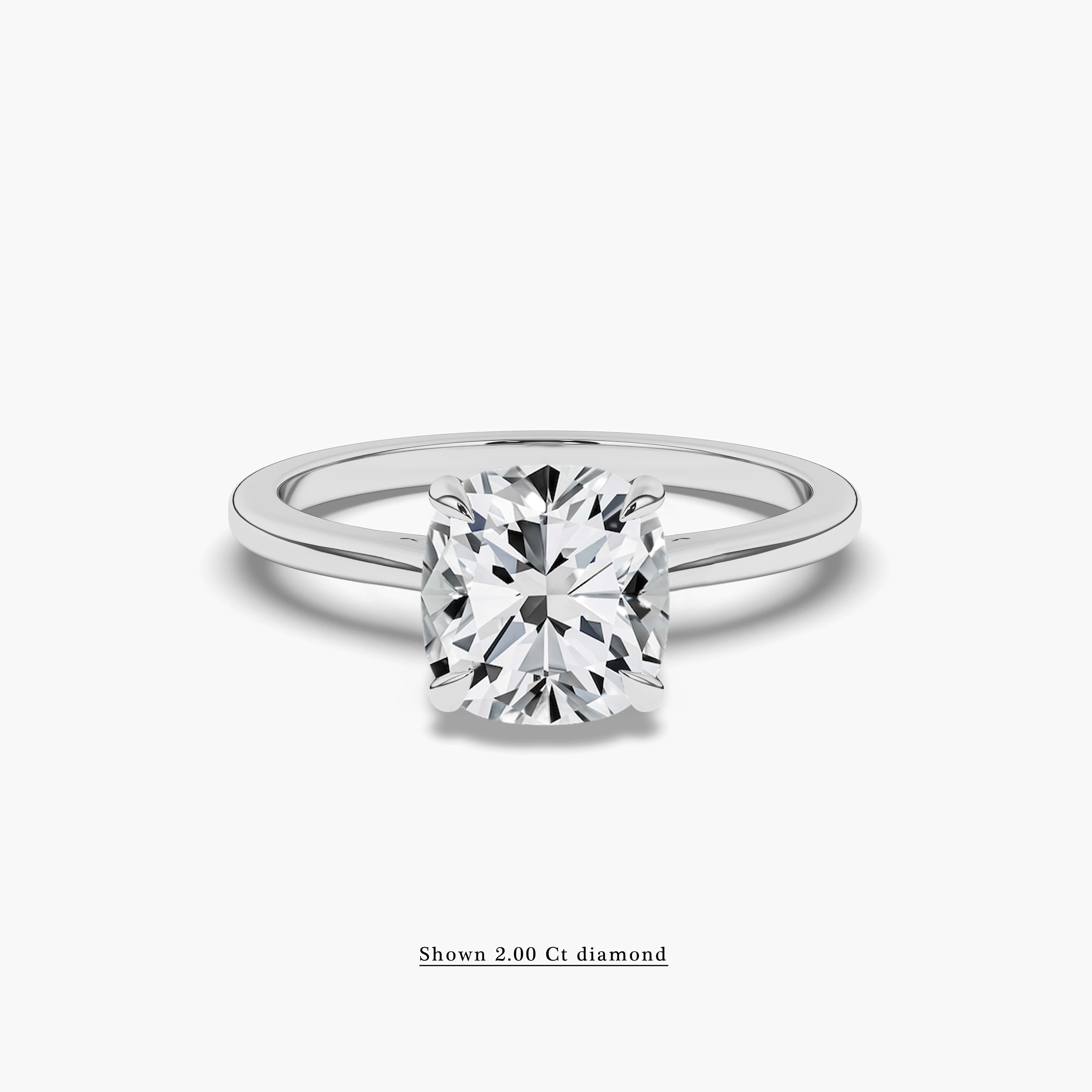 Cushion Cut Solitaire Engagement Ring White Gold