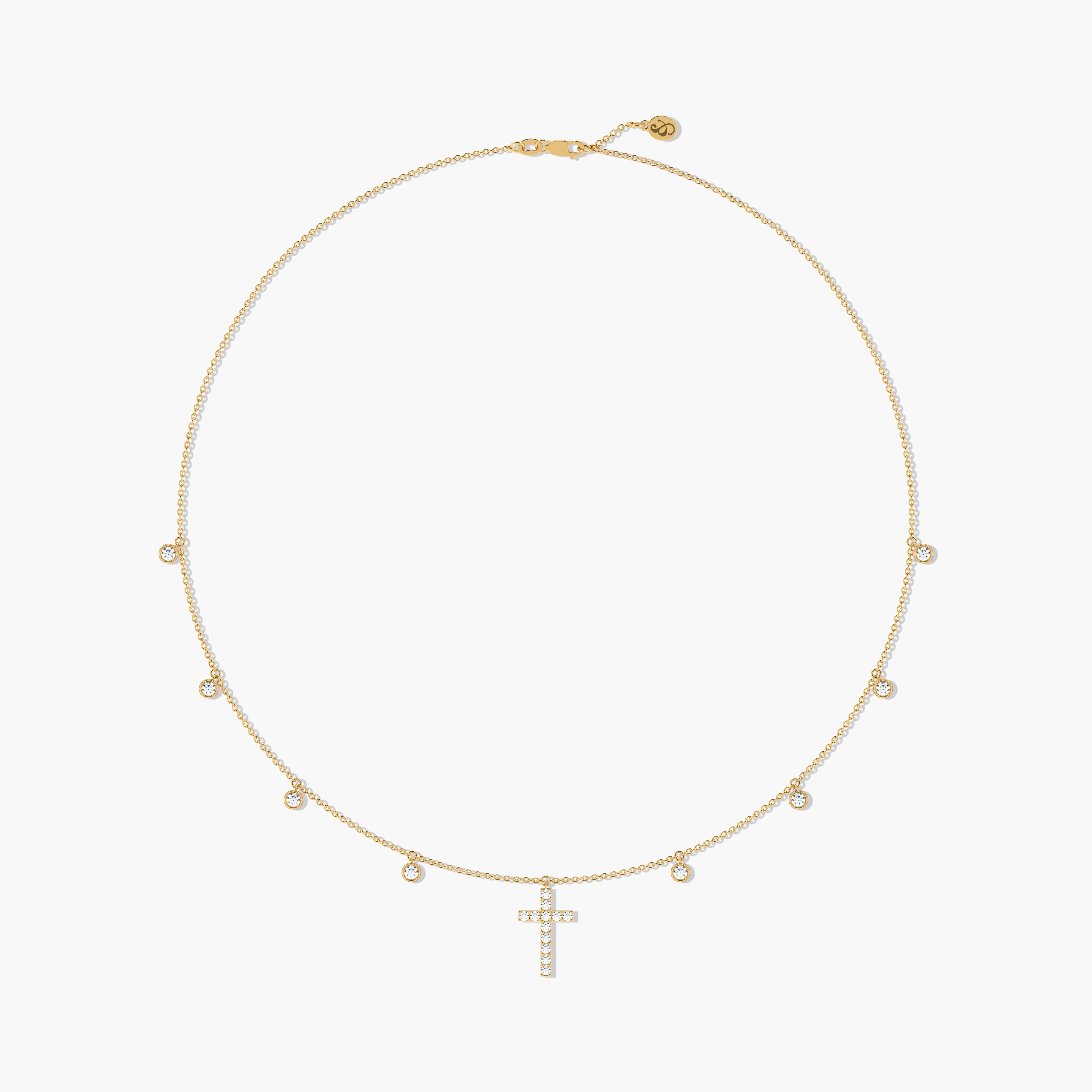 diamond cross necklace yellow gold