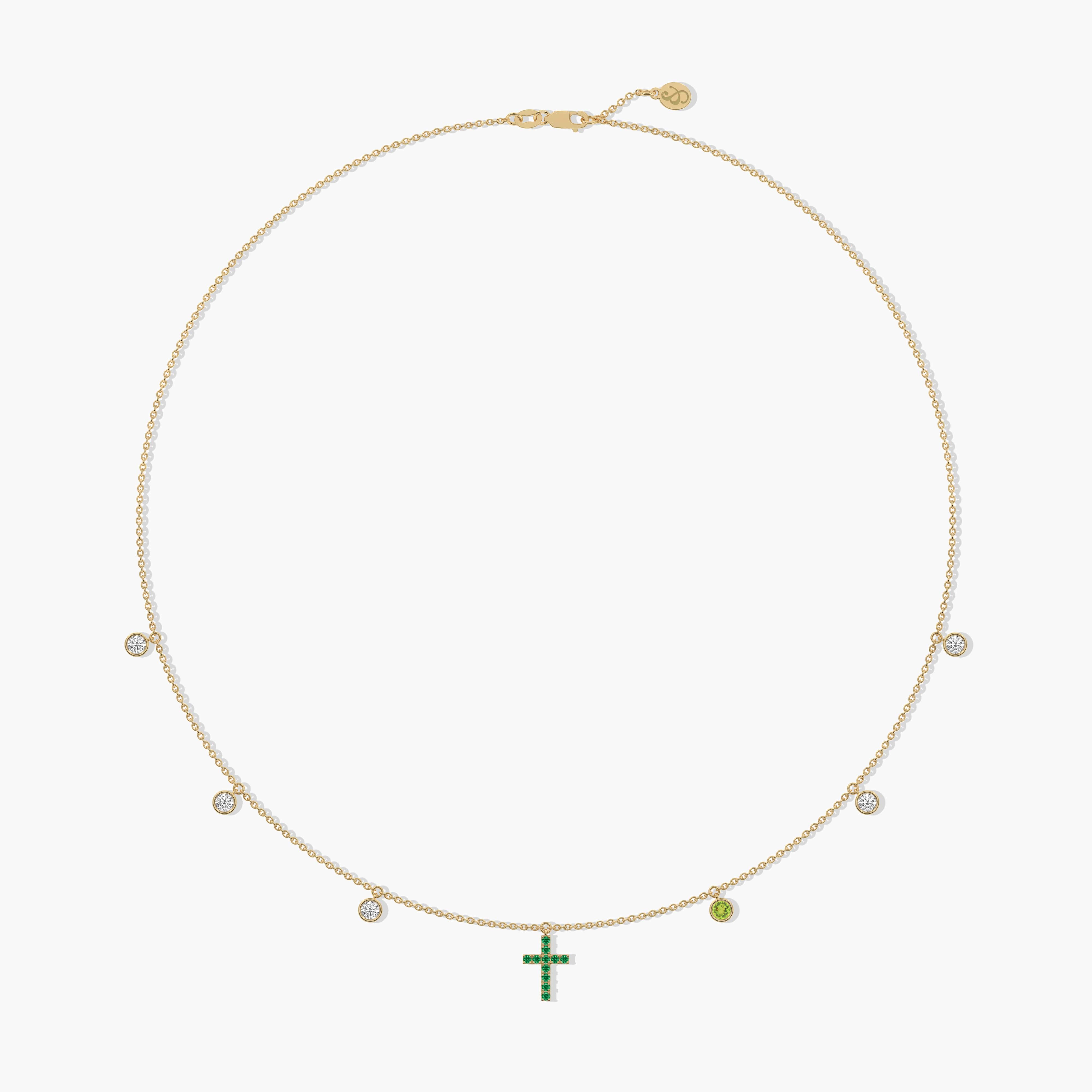 emerald cross necklace gold