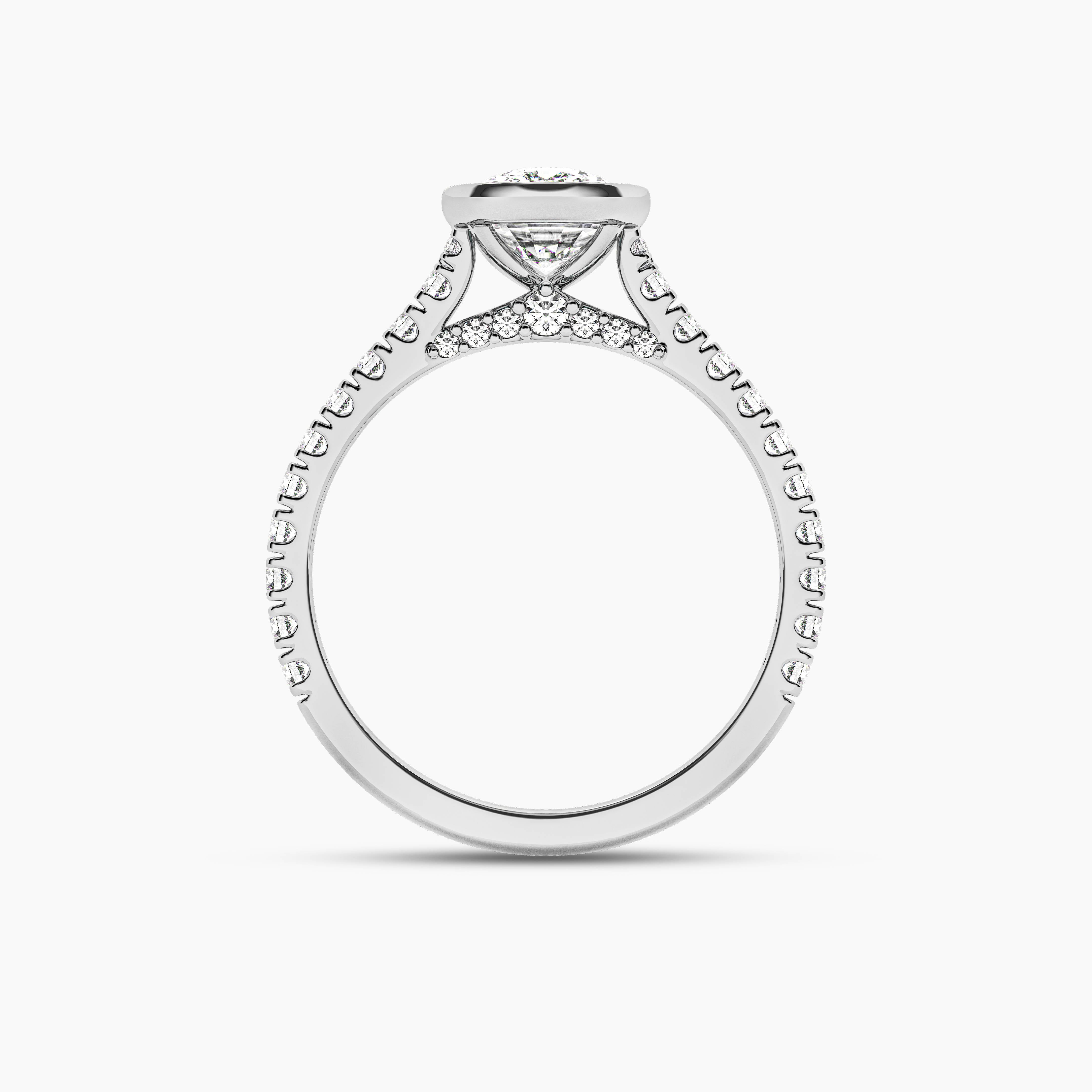Elongated Cushion Hidden Halo Engagement Ring