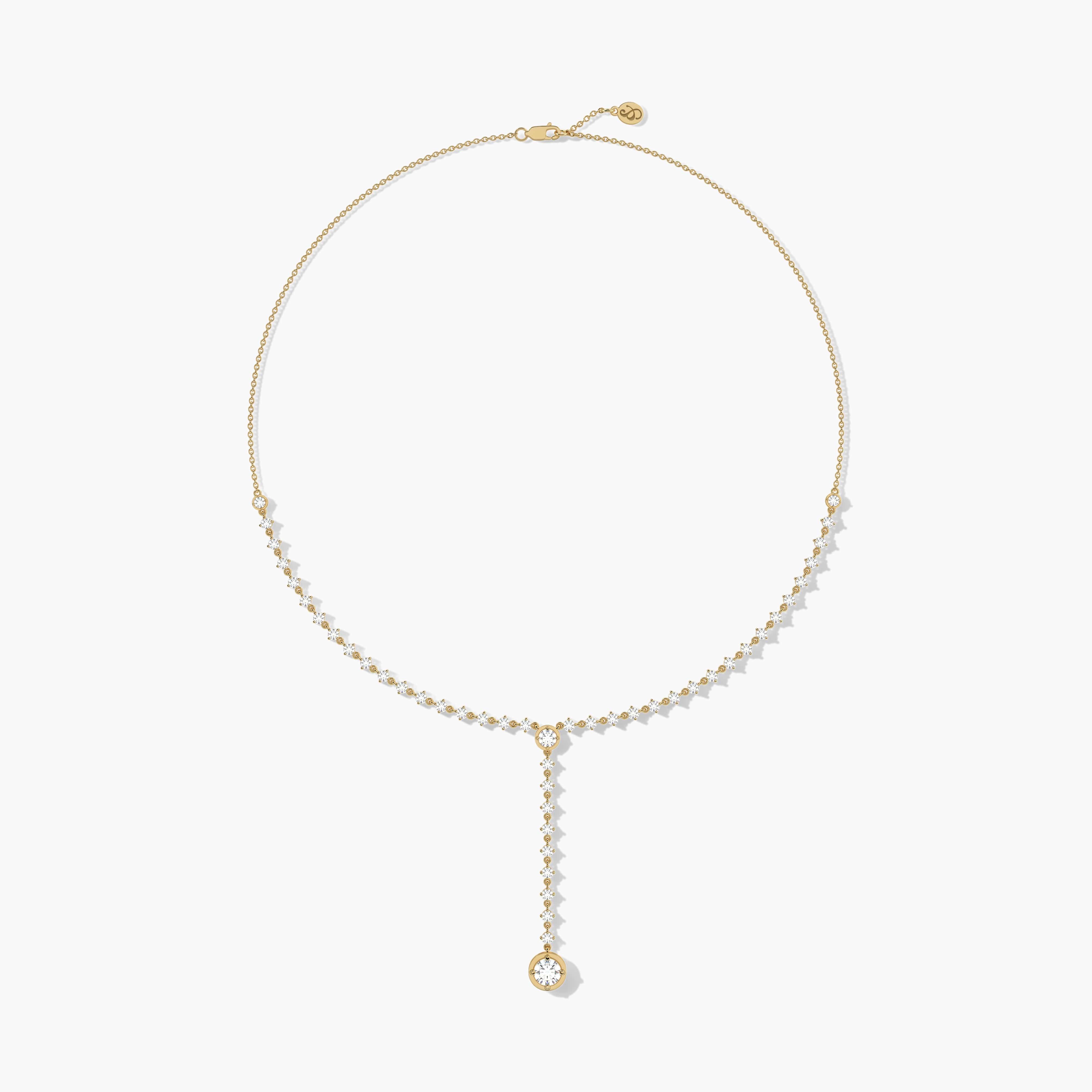 gold diamond lariat necklace​