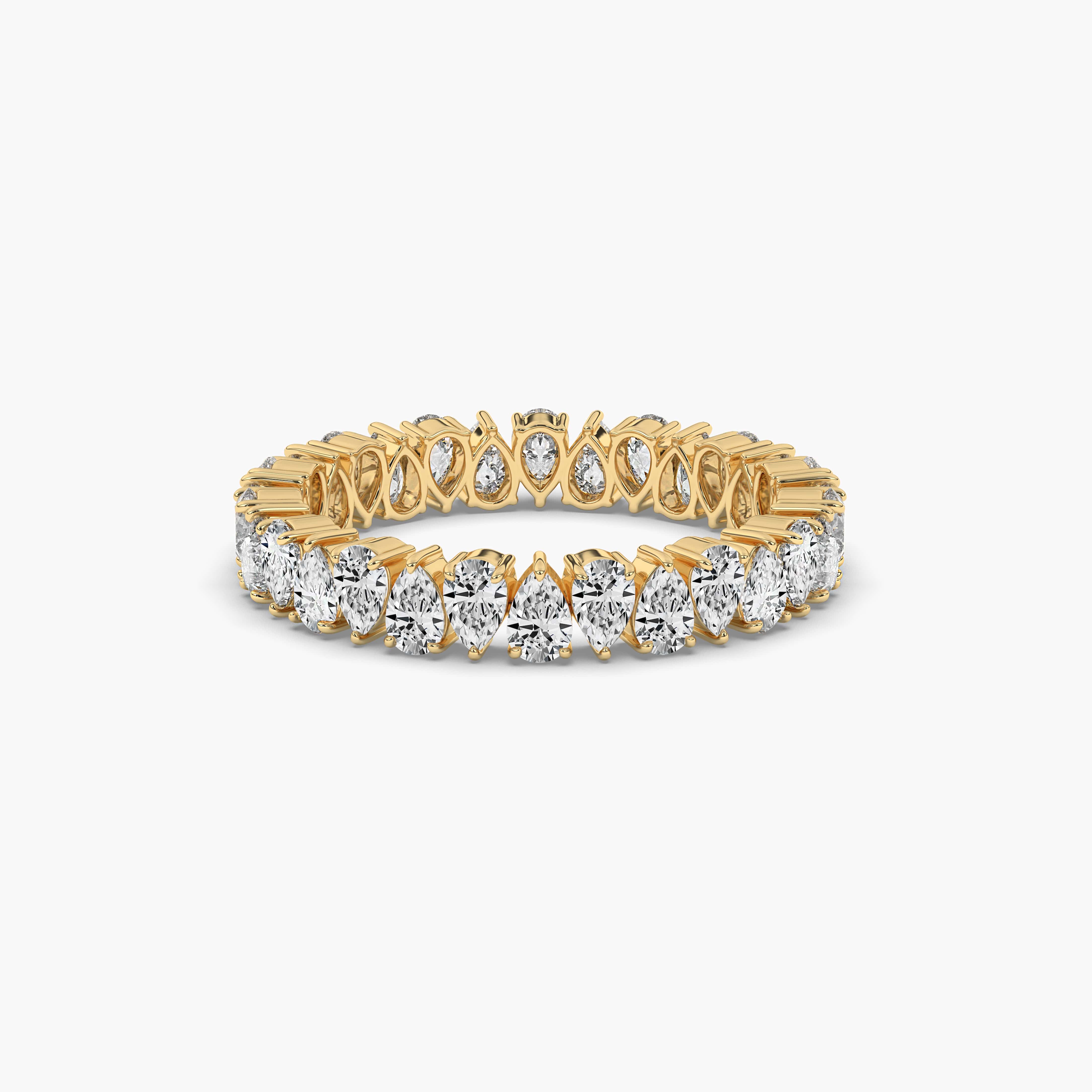 FLOATING MOISSANITE WEDDING BAND FOR WOMEN IN YELLOW GOLD