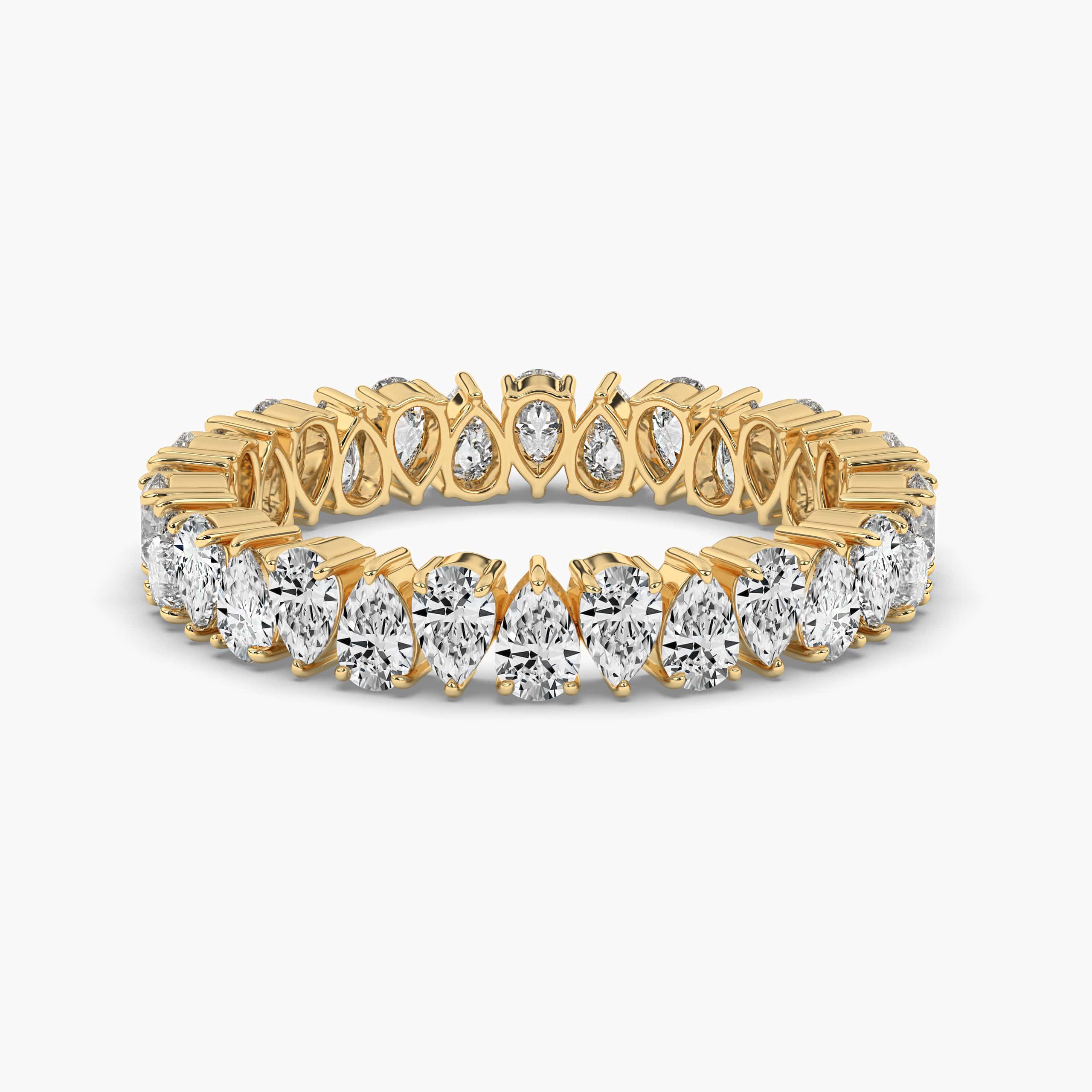 FLOATING MOISSANITE WEDDING BAND FOR WOMEN IN YELLOW GOLD
