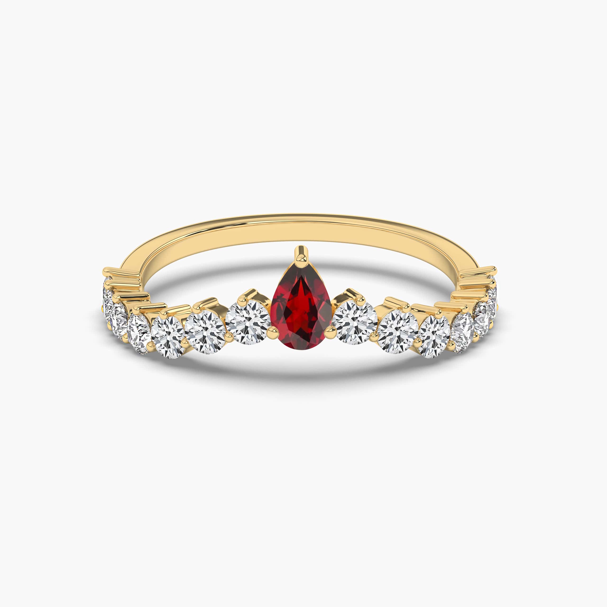 PEAR-SHAPED GARNET ENGAGEMENT RING WITH DIAMOND