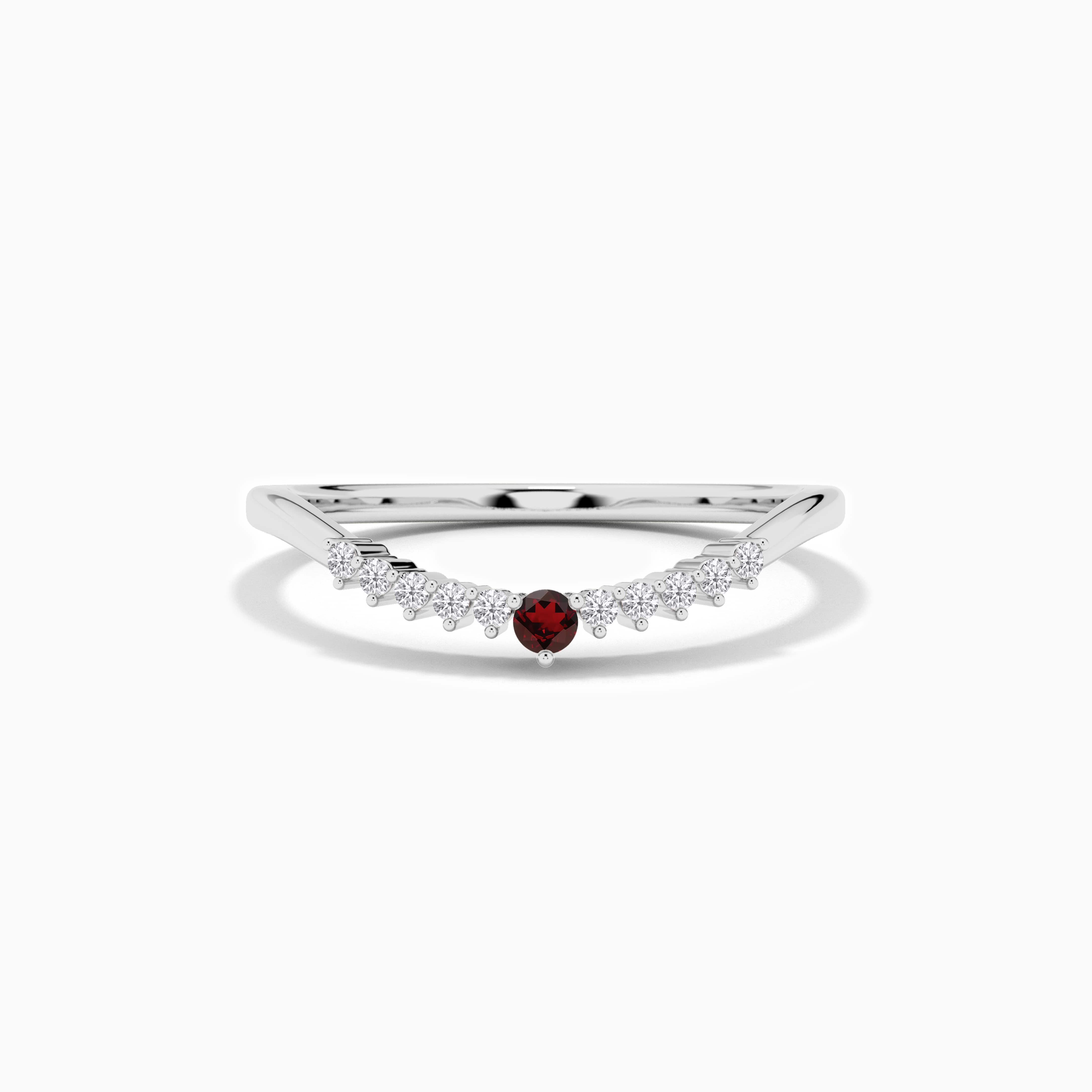 garnet curved engagement ring