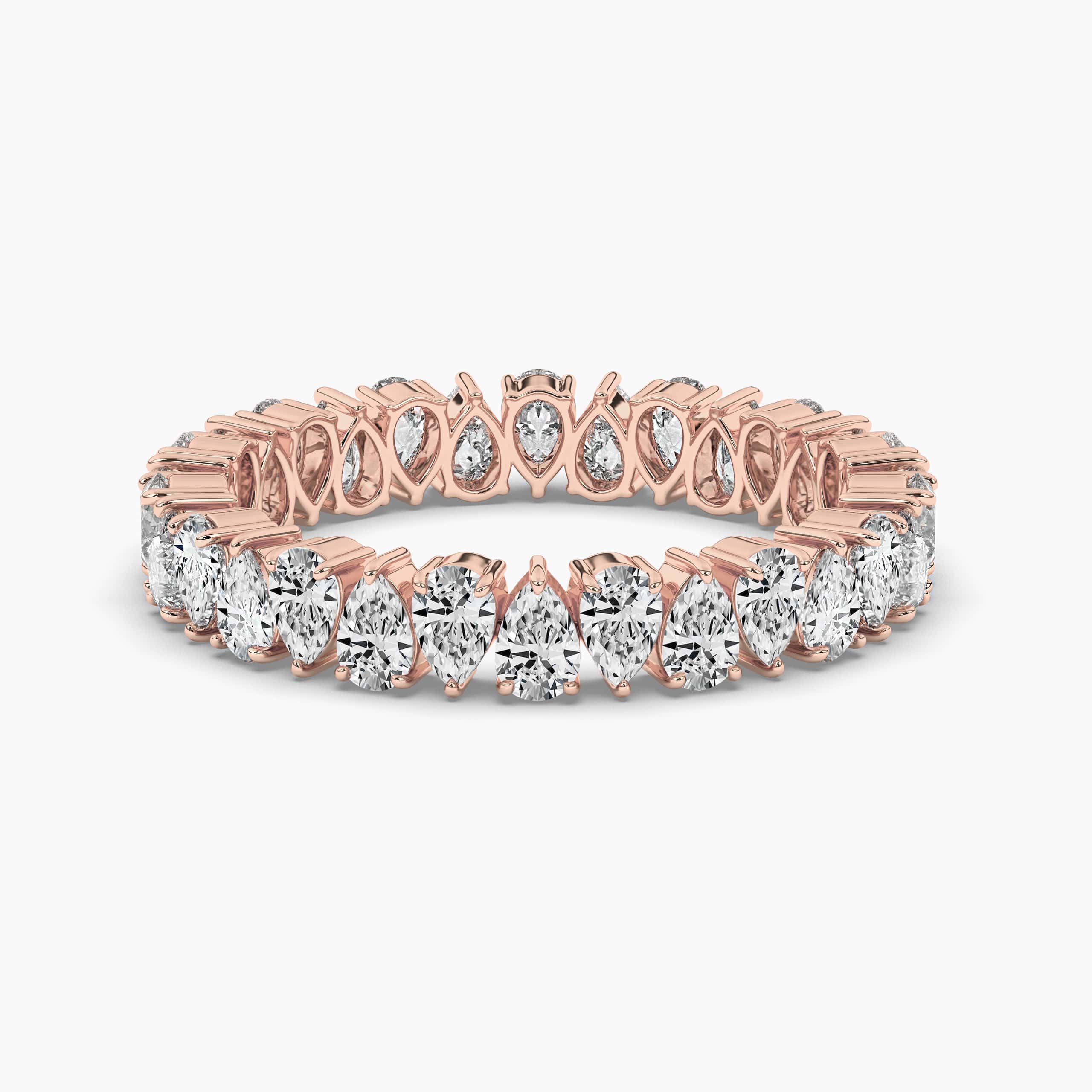 pear diamond wedding band in rose gold