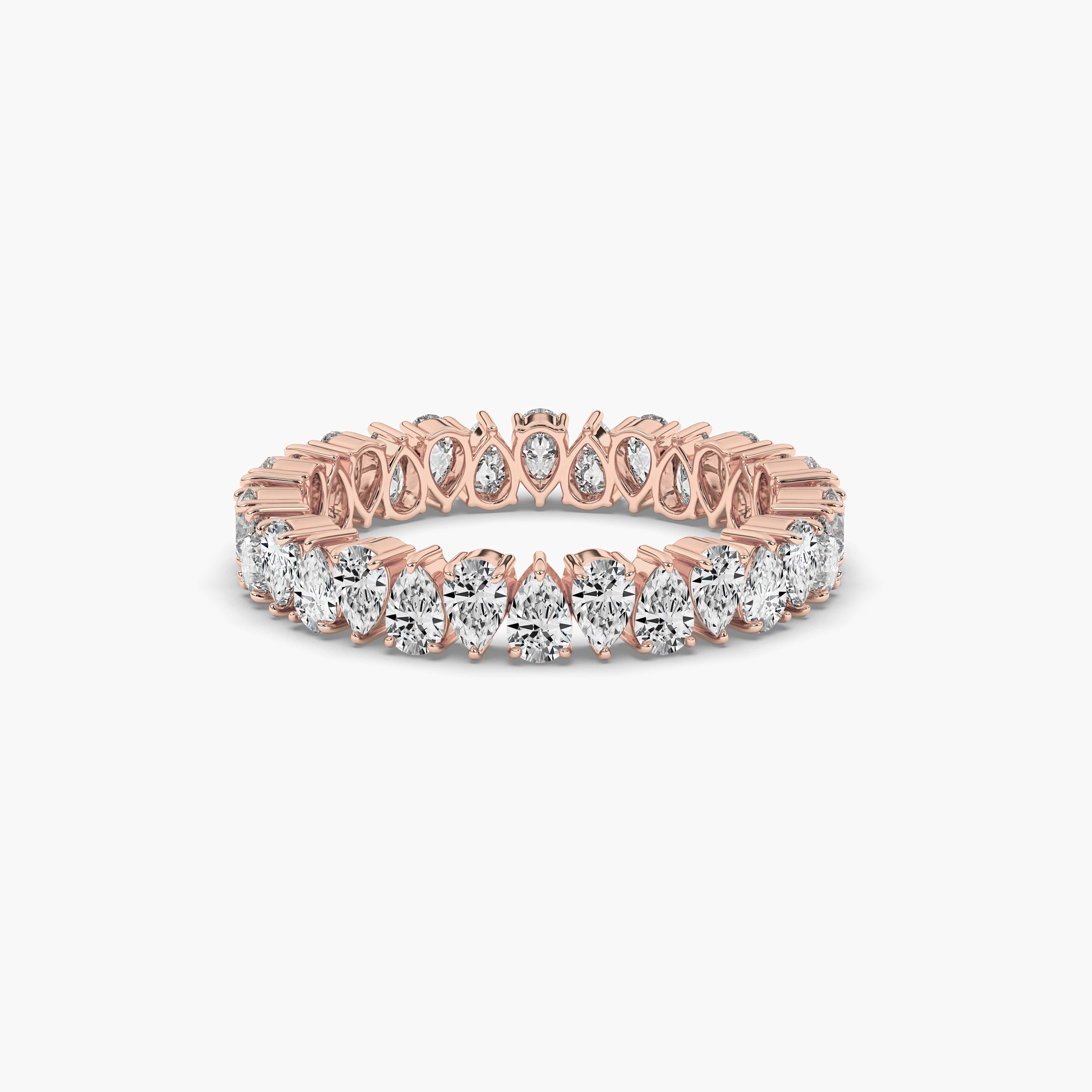 pear diamond wedding band in rose gold