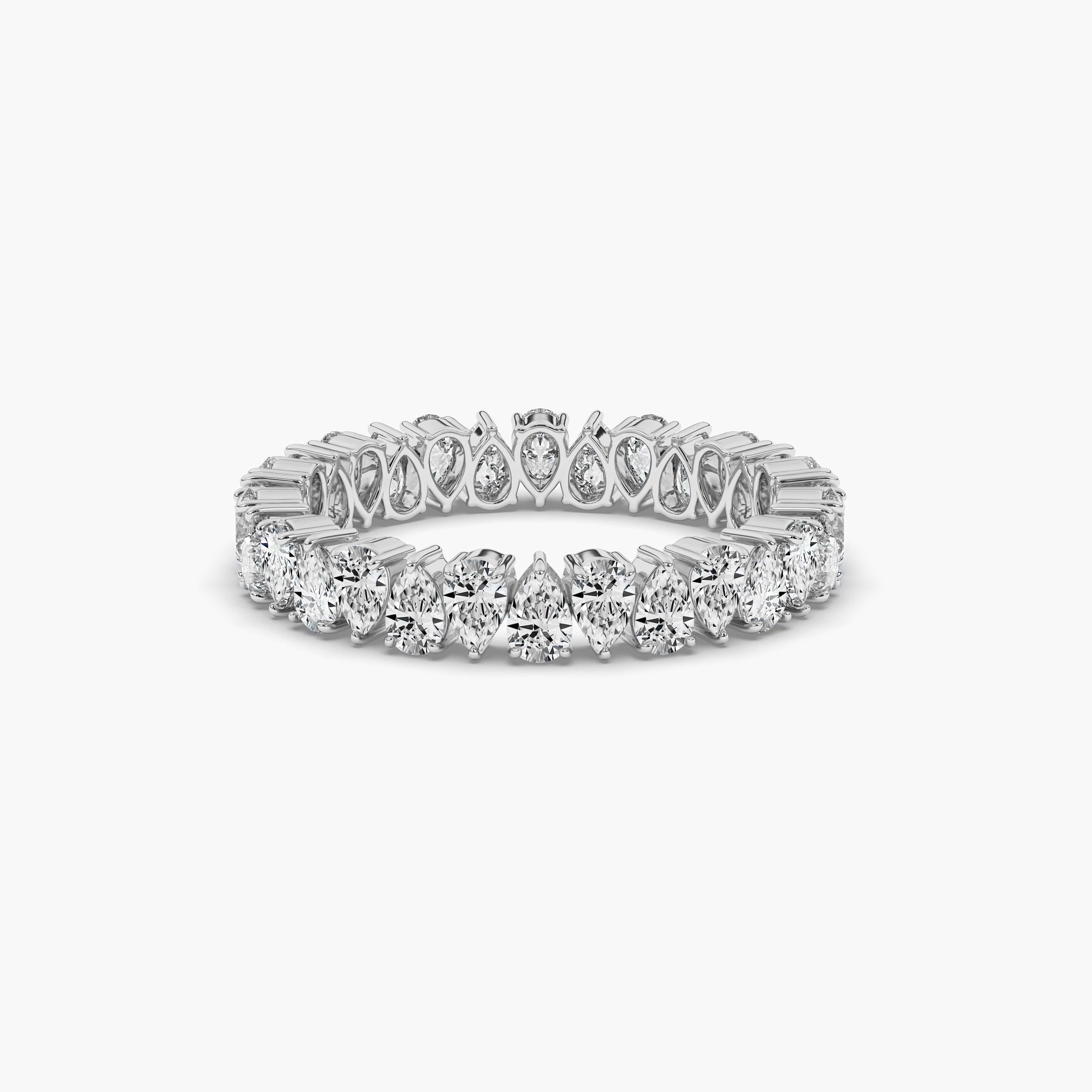 pear diamond wedding band in white gold