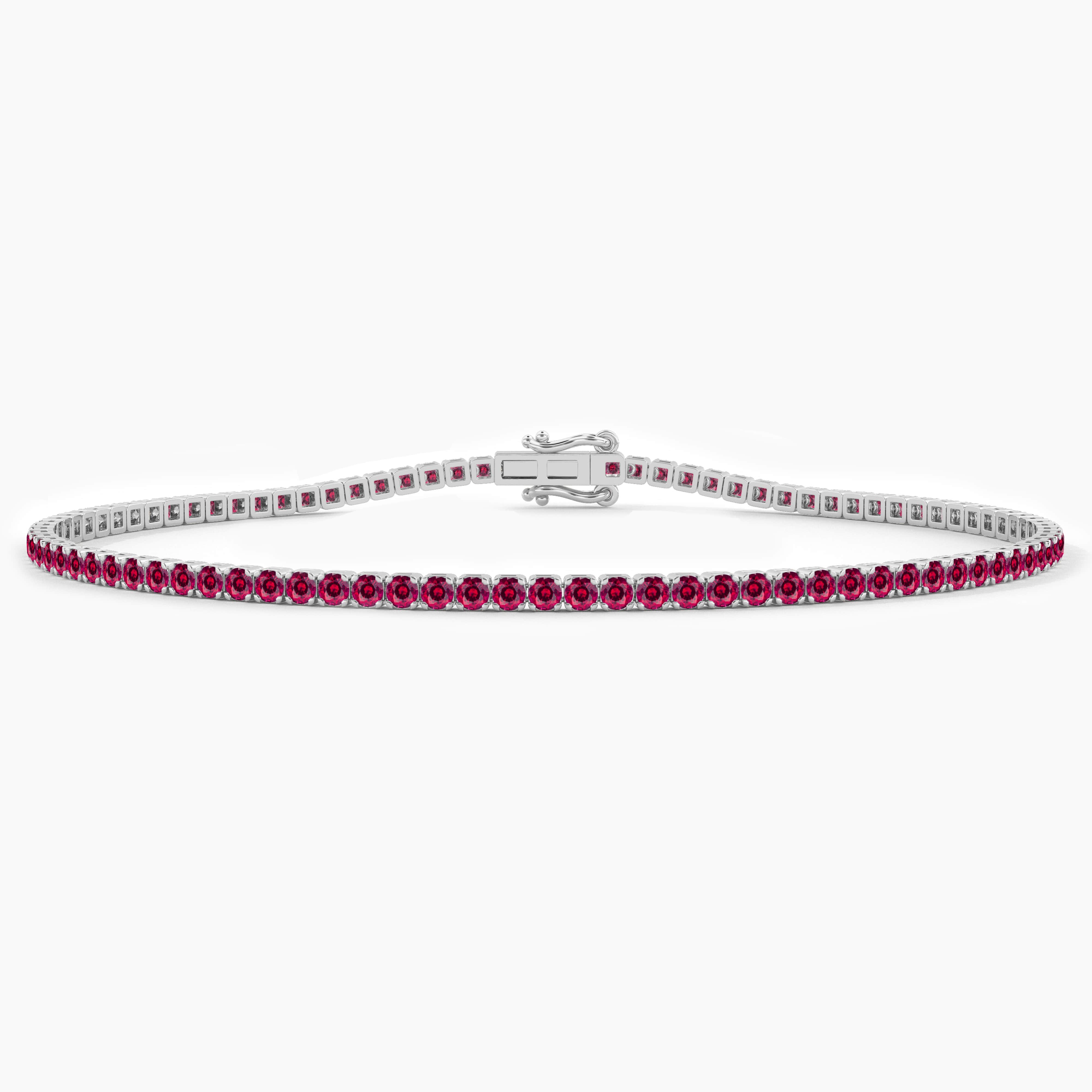 white gold round cut ruby diamond bracelet 