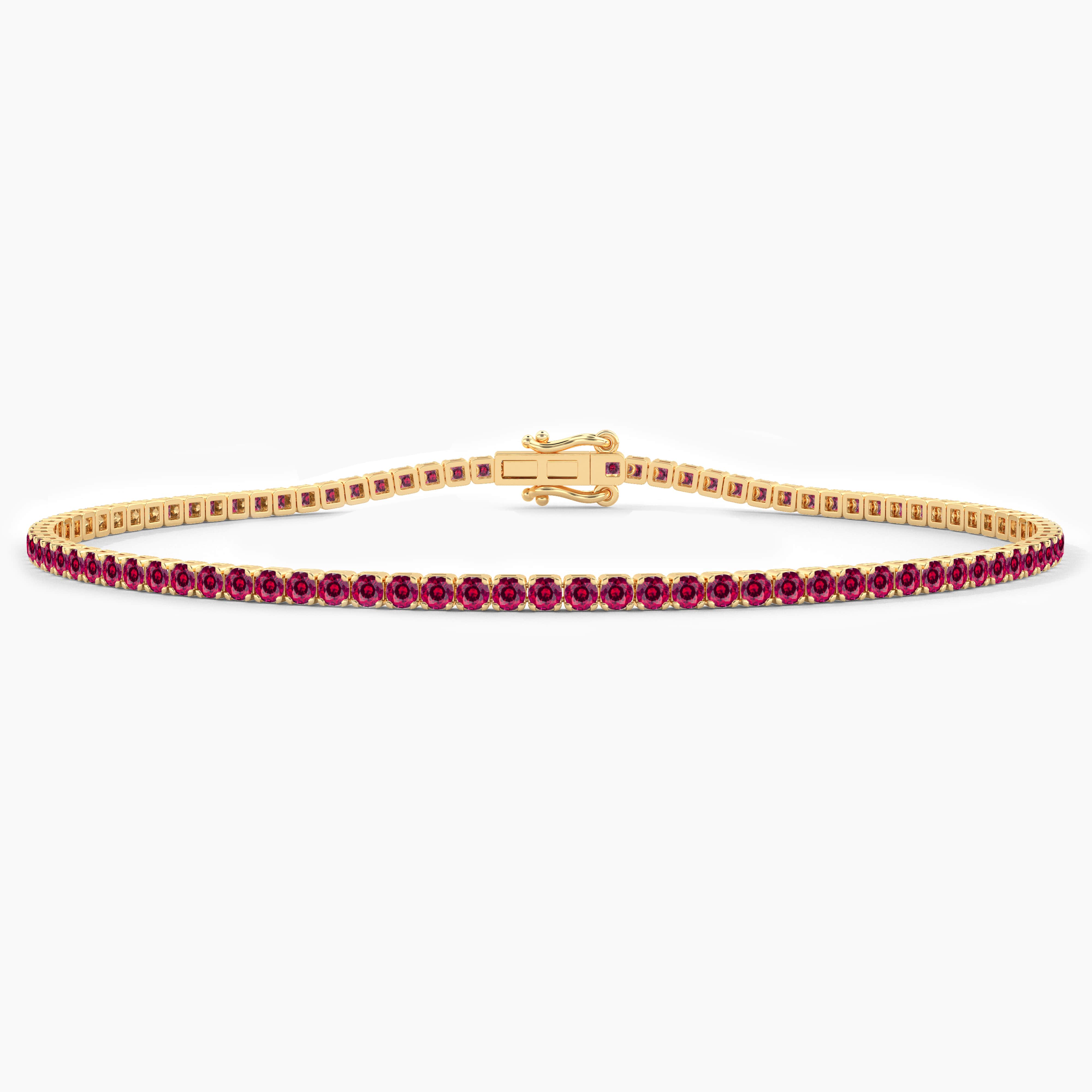 yellow gold ruby diamond tennis bracelet 