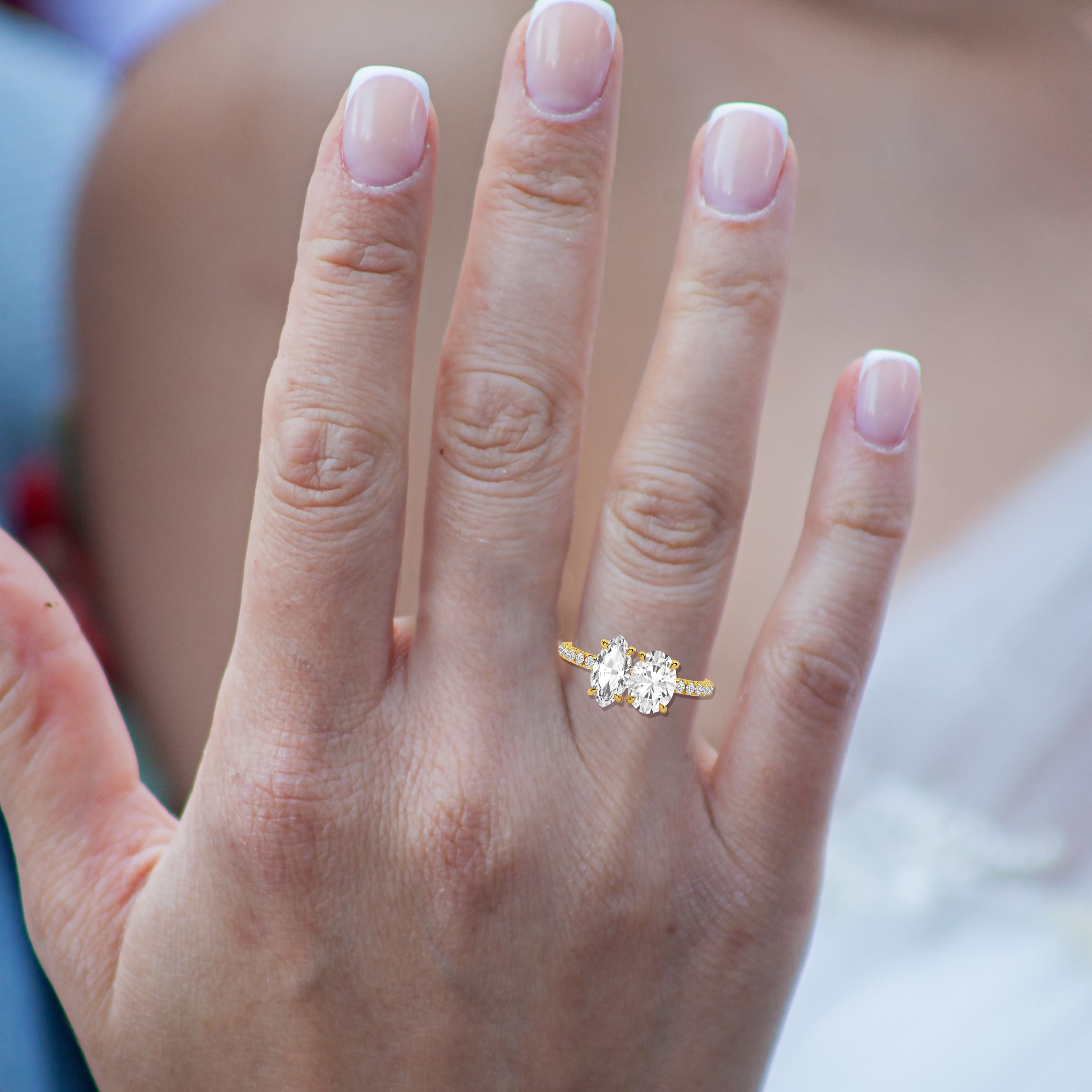 Toi Et Moi Ring Marquise & Oval Cut Moissanite Ring