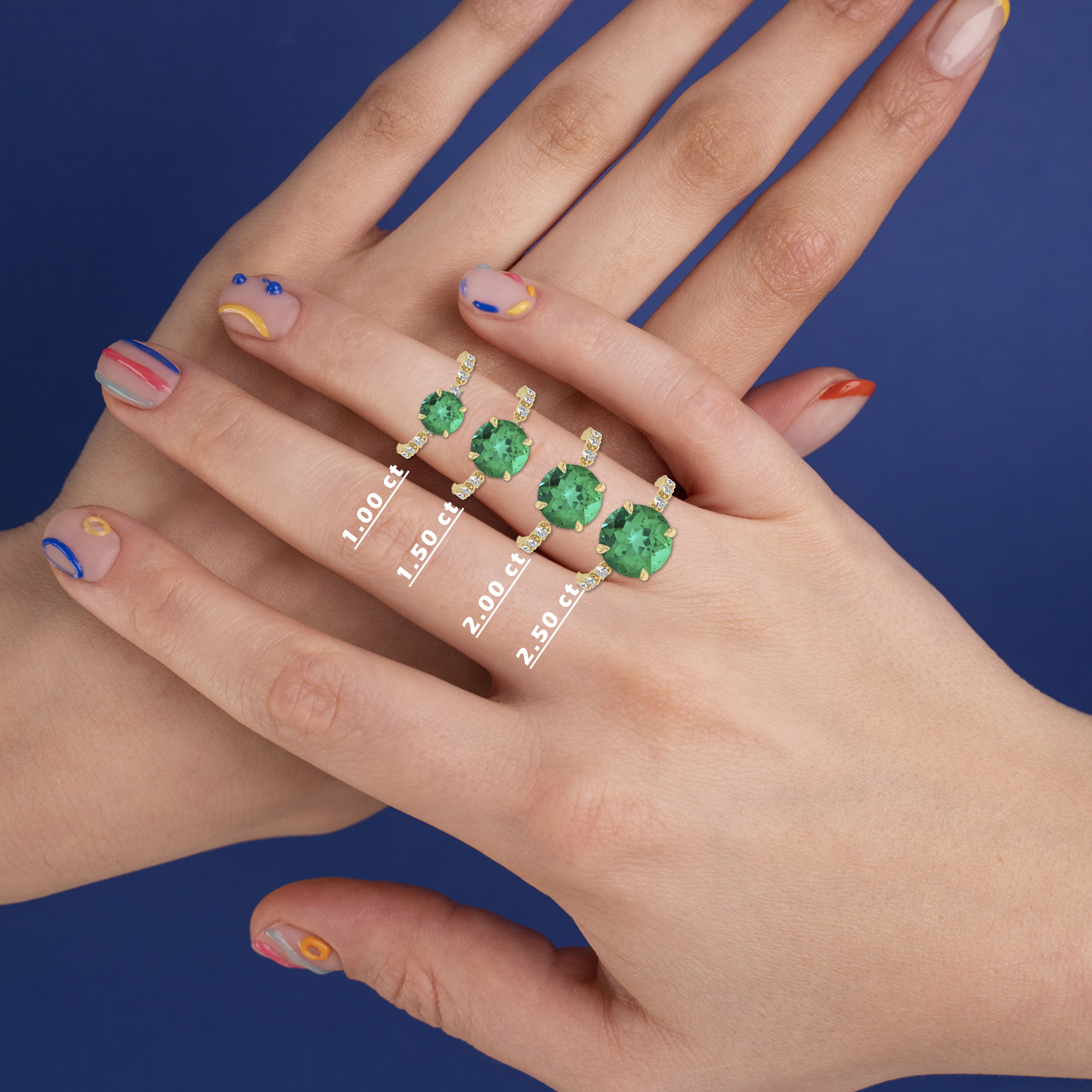 Round Emerald  Diamond  Engagement Ring