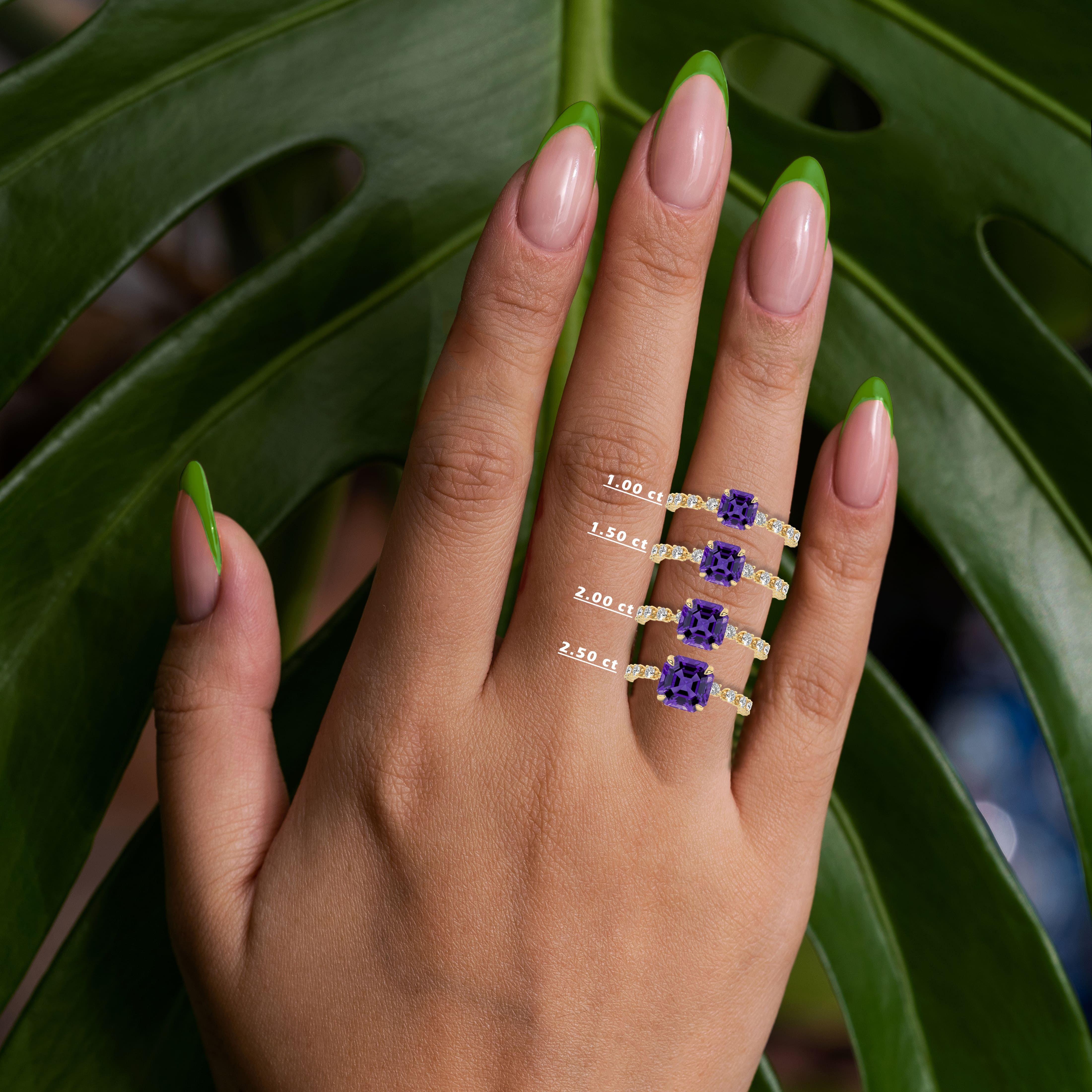 Amethyst Pear and Diamond Gold Ring 