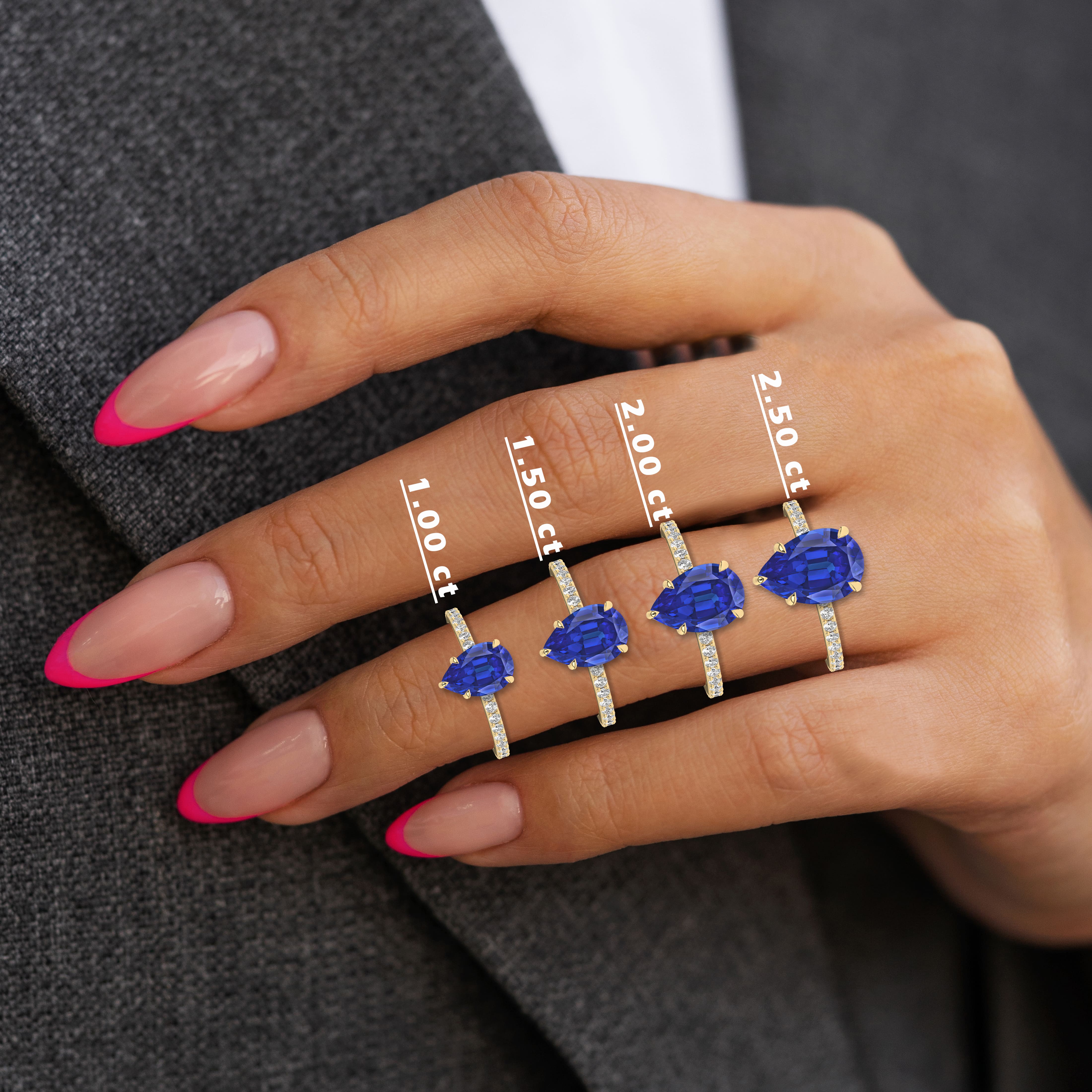 PEAR  CUT SAPPHIRE AND DIAMOND RING