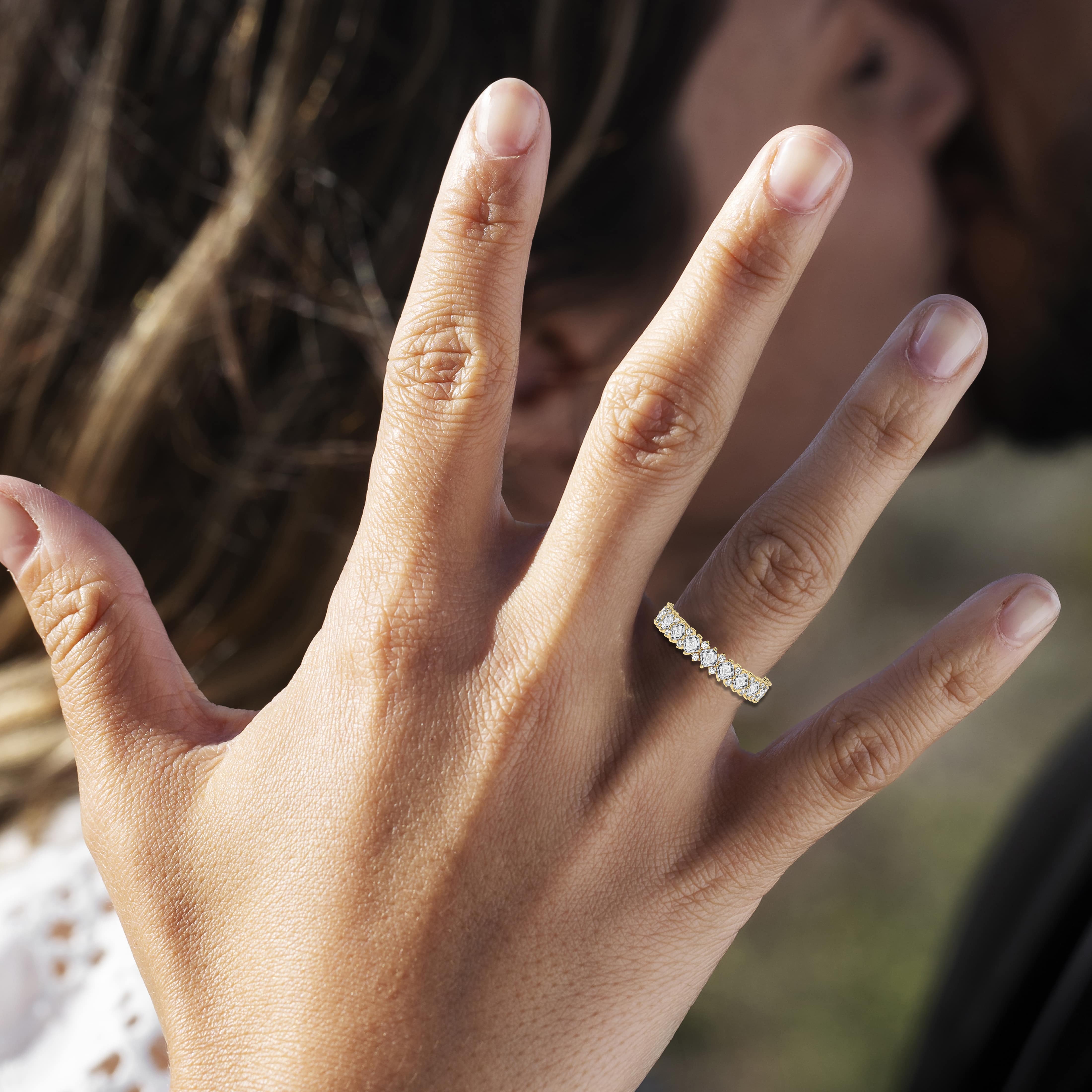 Round And Emerald Cut Eternity Band