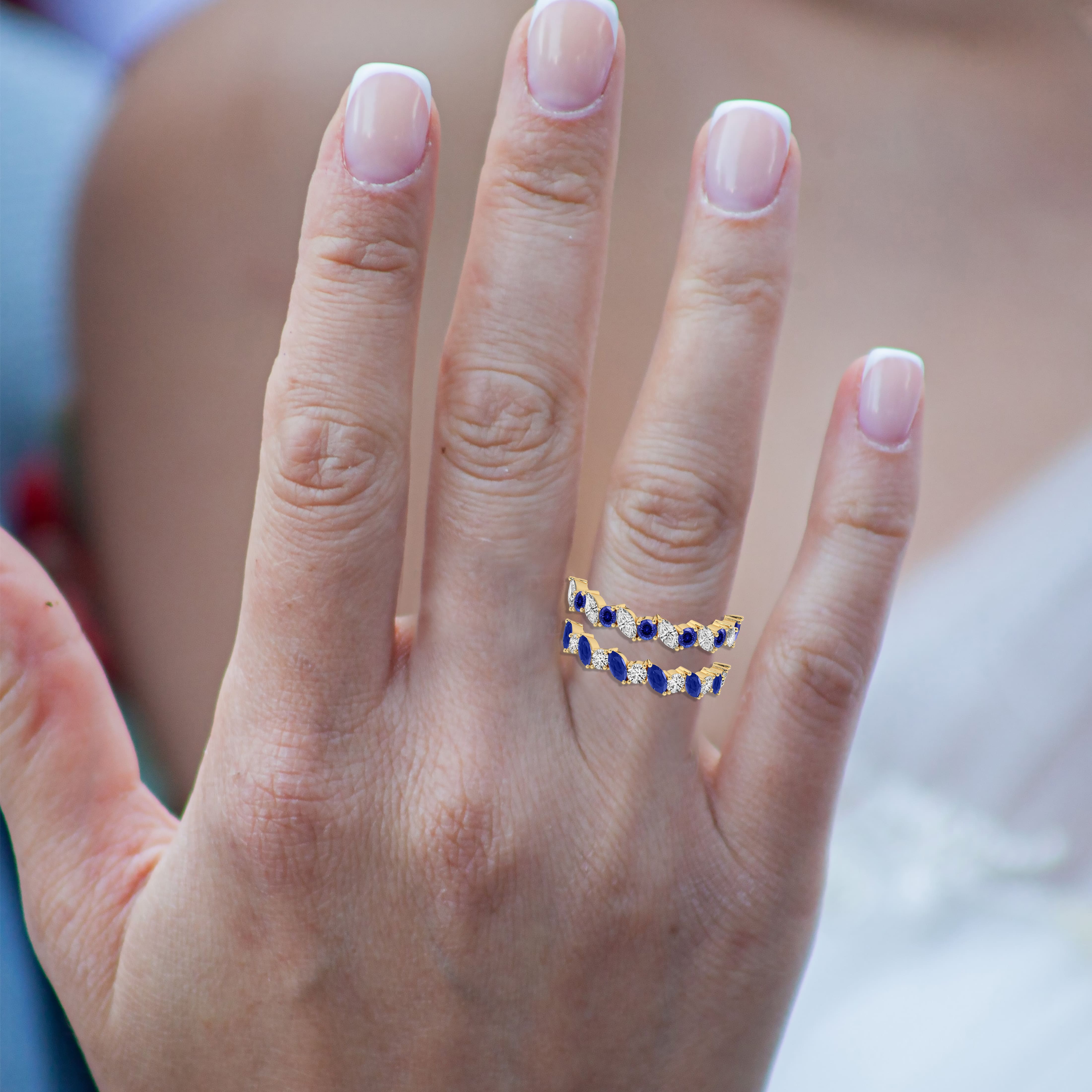 eternity wedding band on hand 