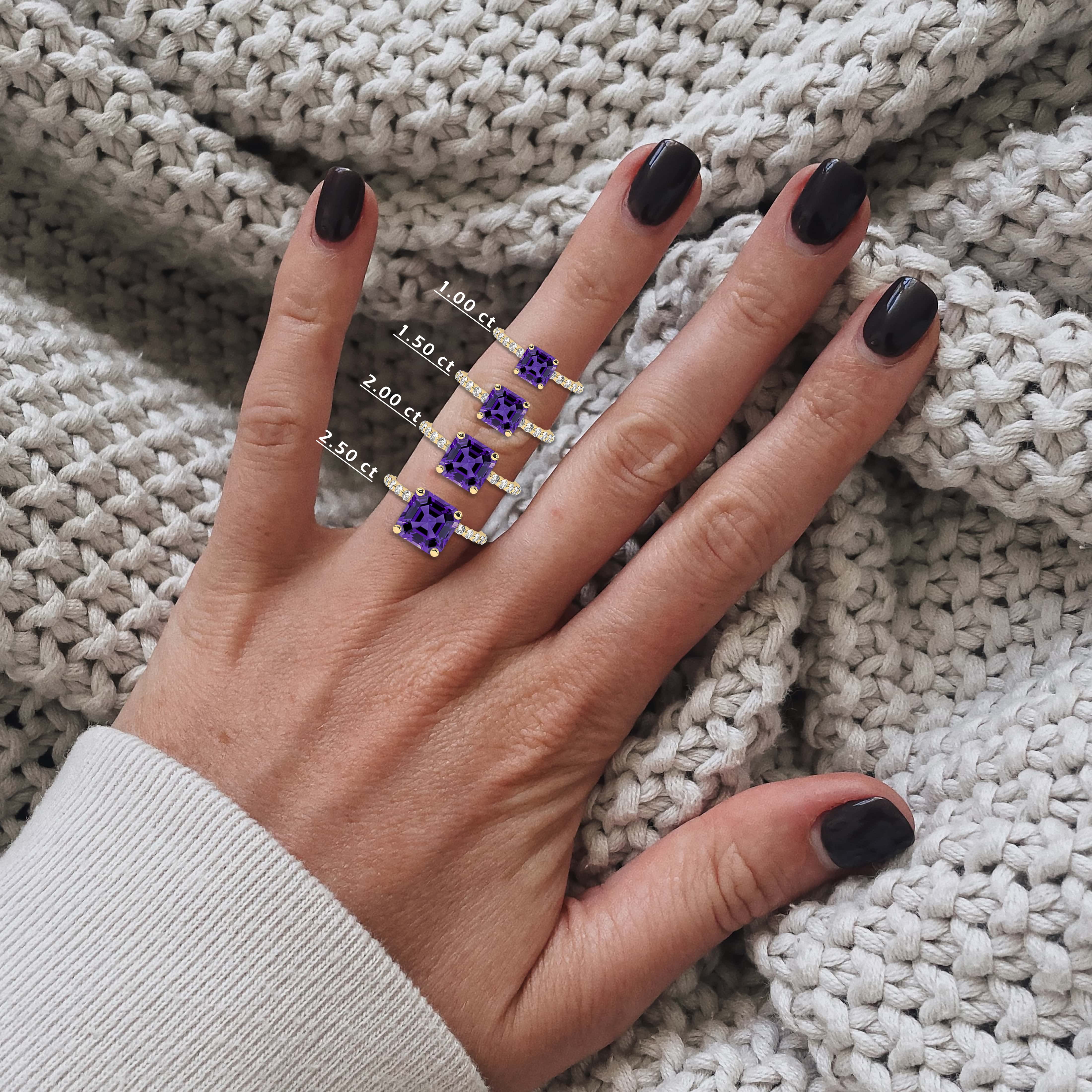 Asscher Cut Amethyst Ring And Engagement Ring For Woman's