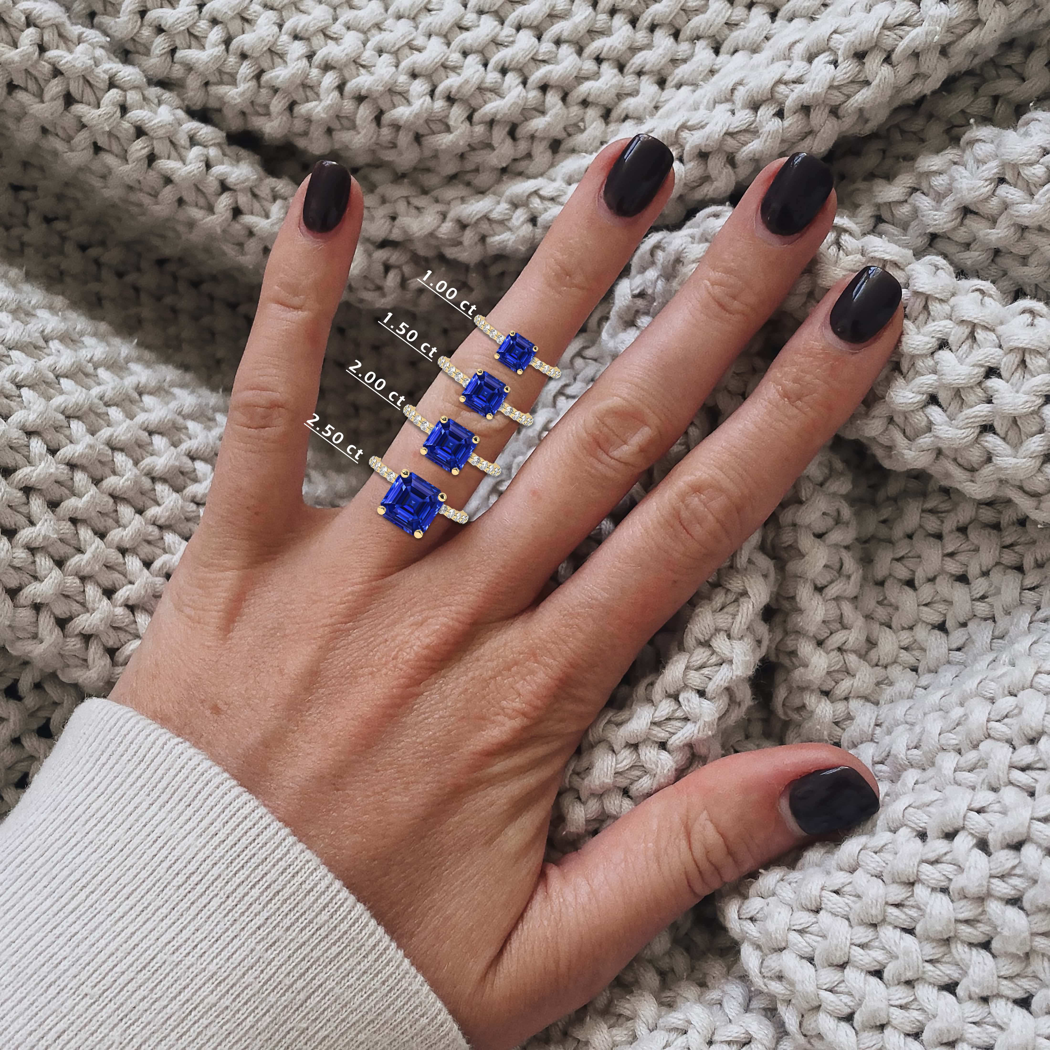 Blue Sapphire and Diamond ring For Woman's In Engagement Ring