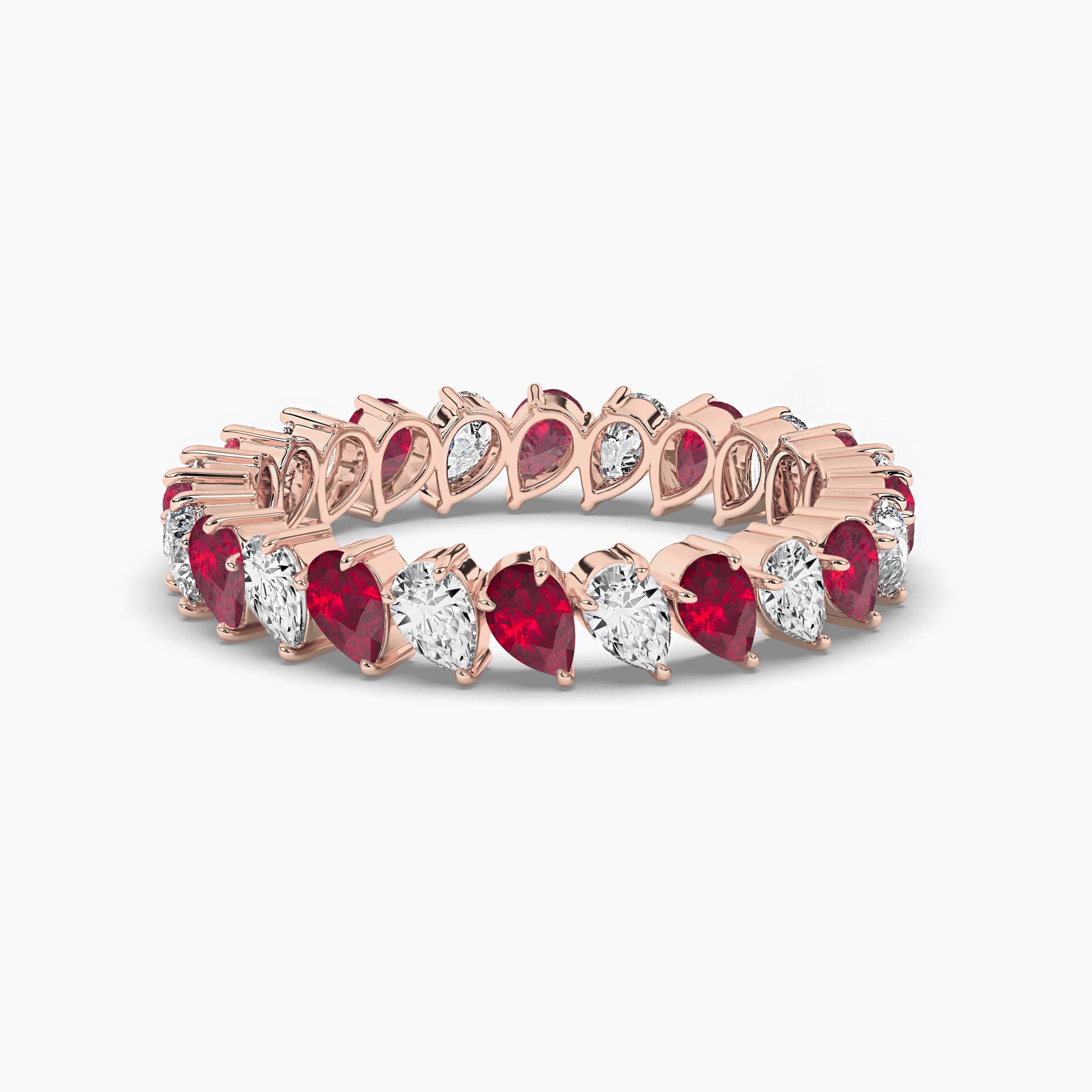 rose gold gemstones eternity wedding band 