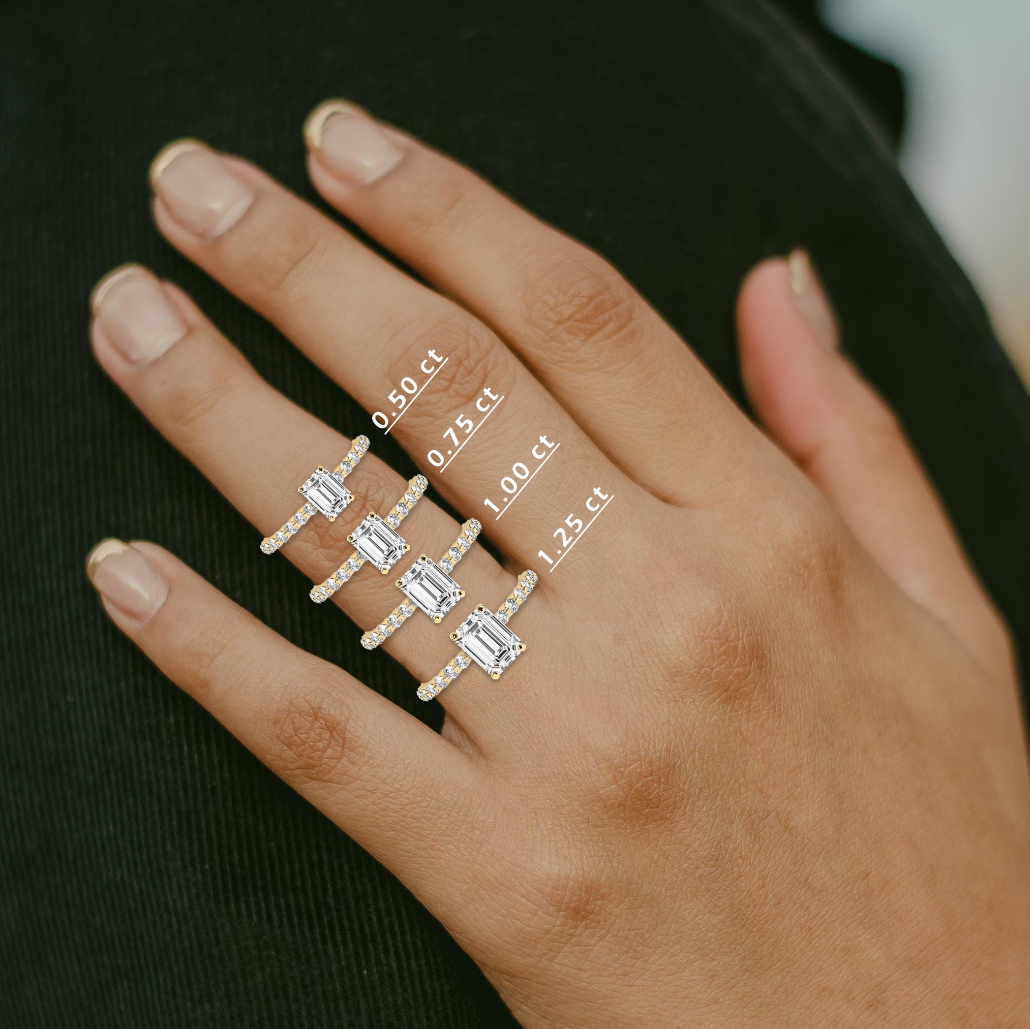 Emerald-Cut Moissanite Engagement Ring With Side Stones