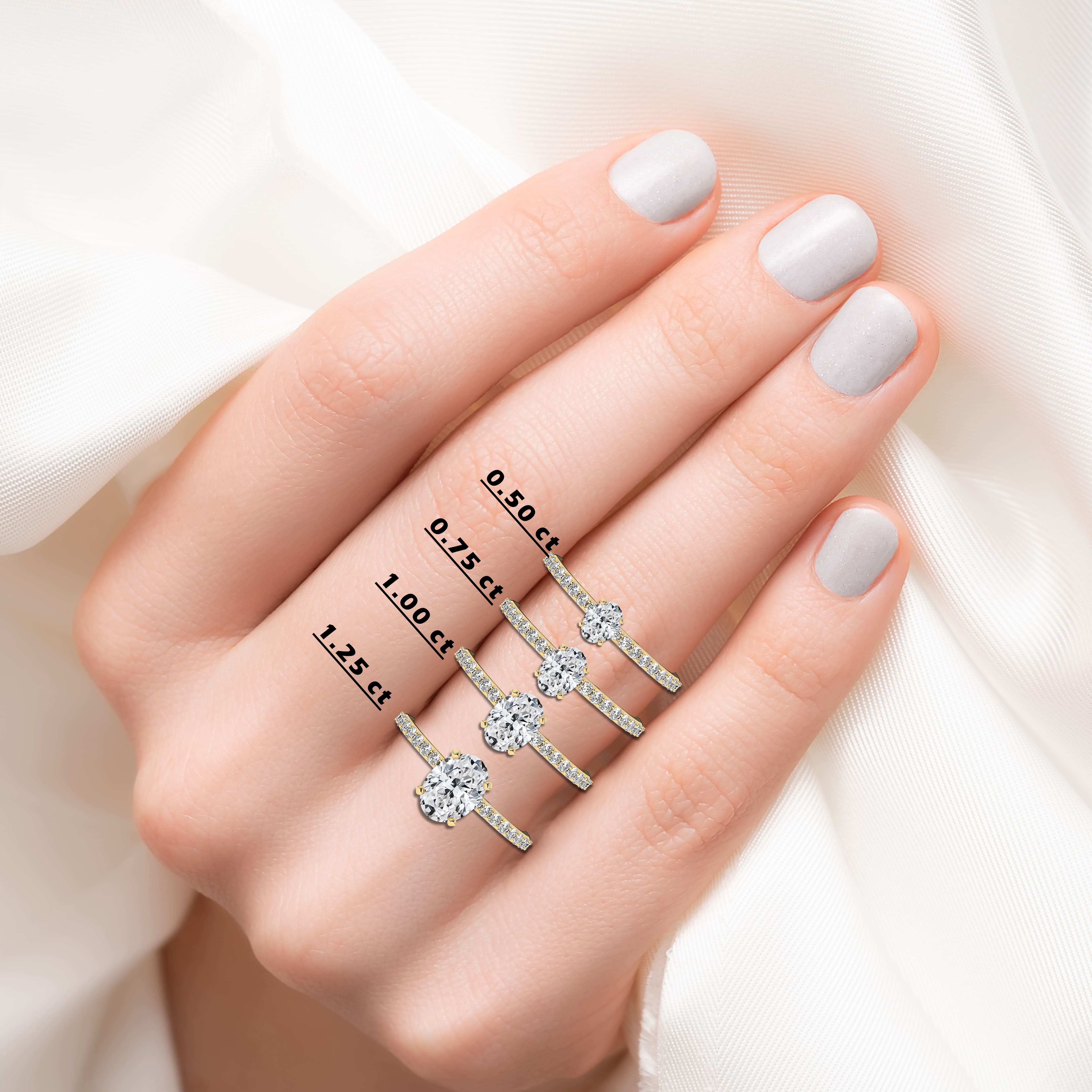 Oval Cut Diamond Engagement Ring On A Diamond Band