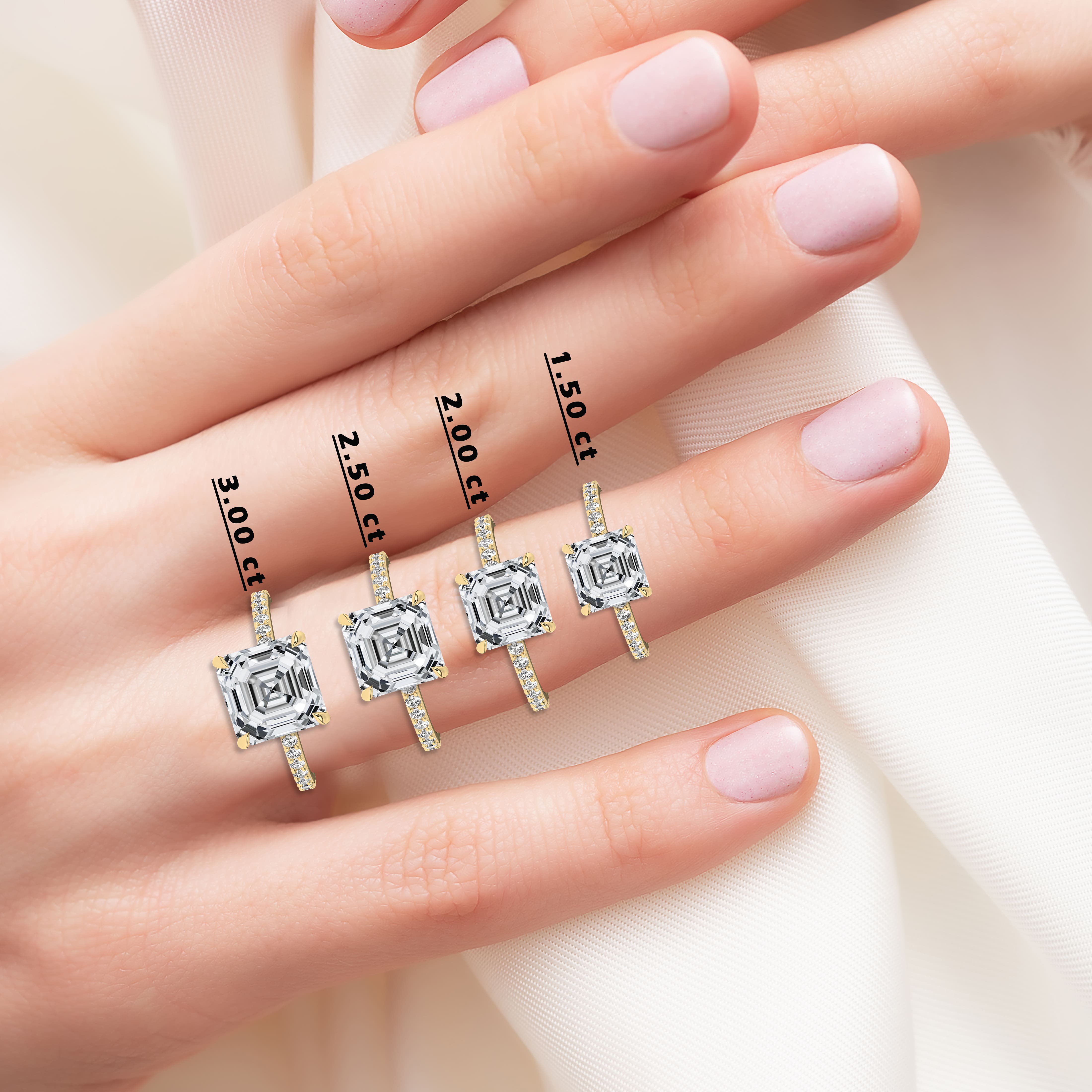 Asscher cut moissanite diamond engagement ring 