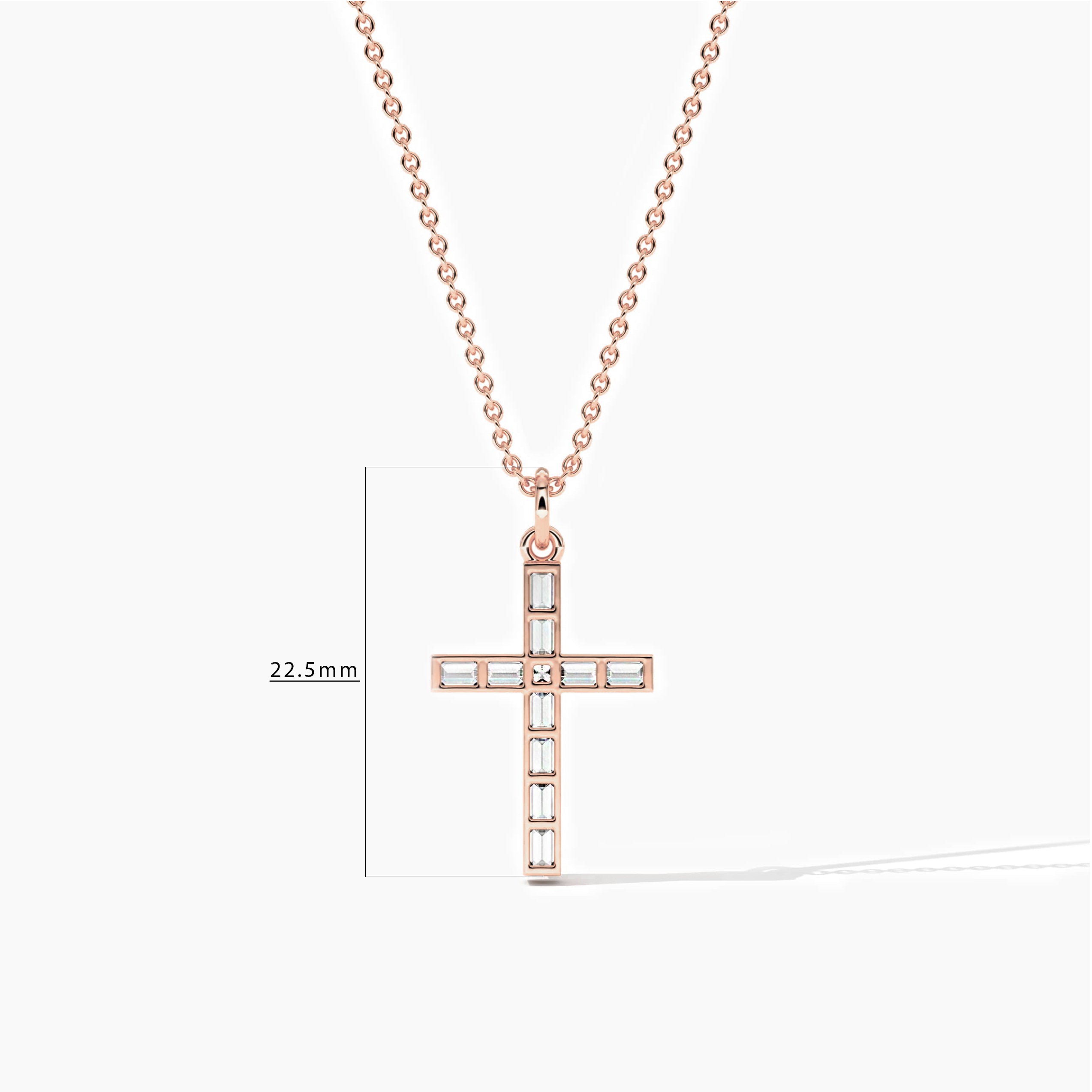 BAGUETTE DIAMOND CROSS NECKLACE