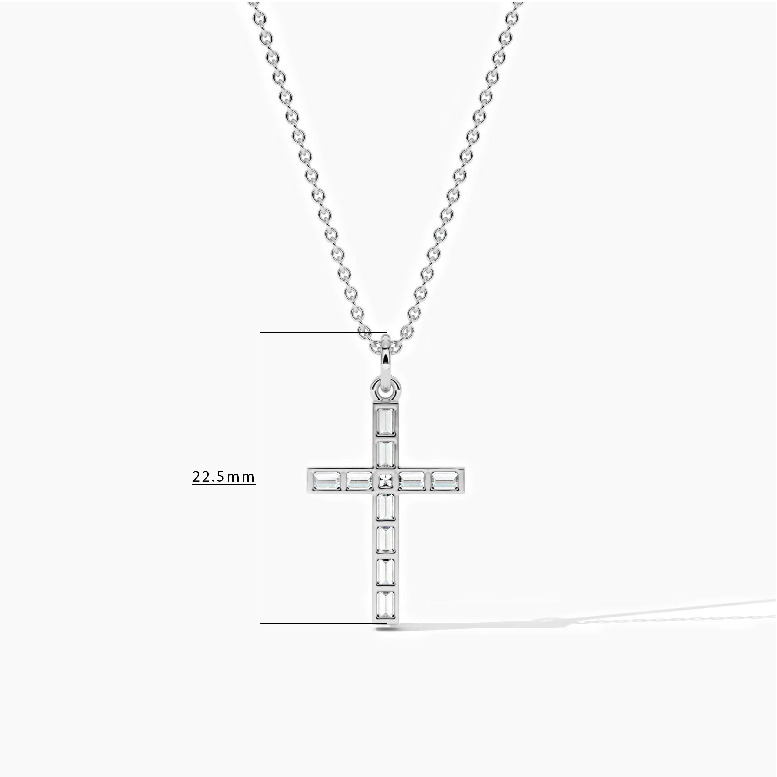 BAGUETTE DIAMOND CROSS NECKLACE