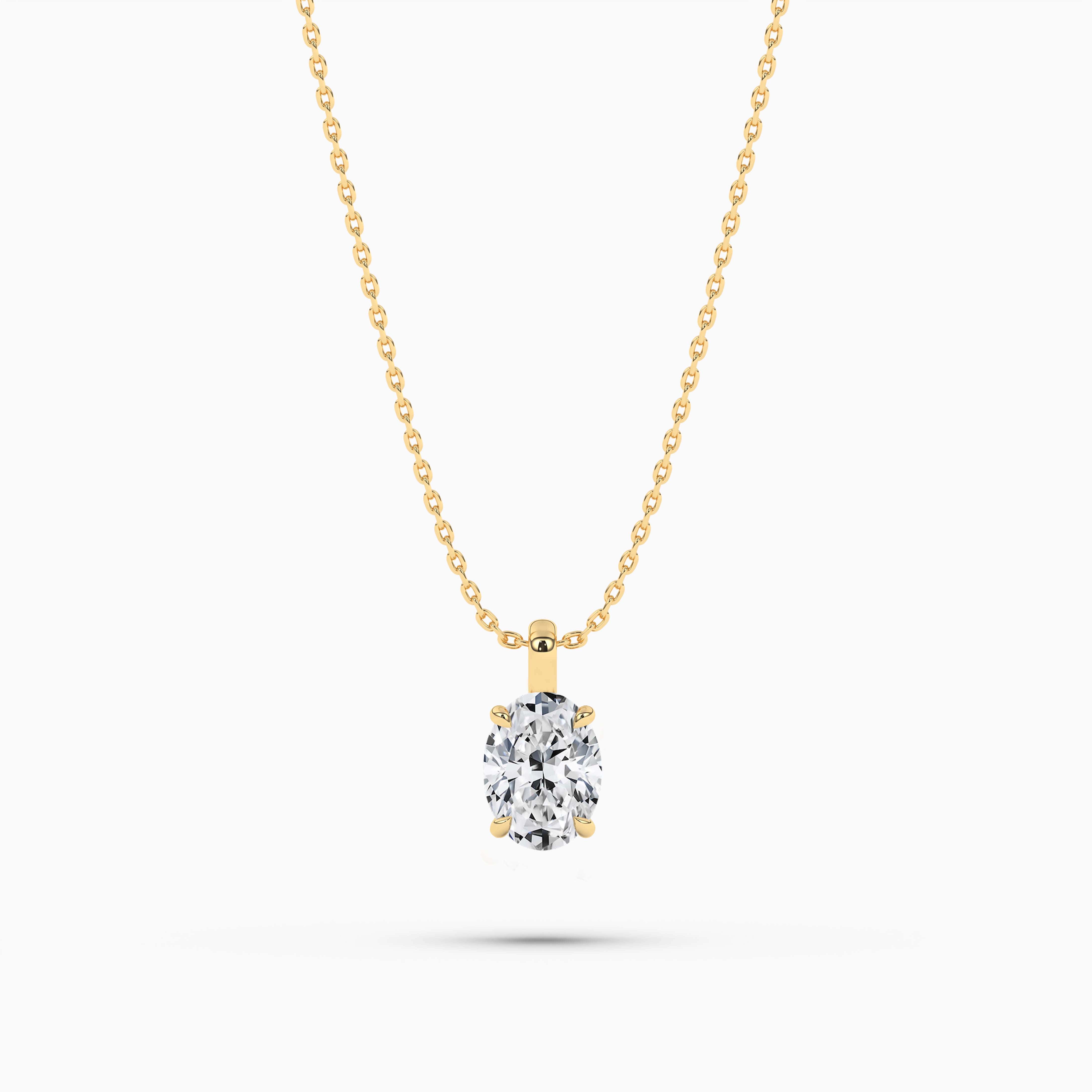 Oval Solitaire Diamond Pendant