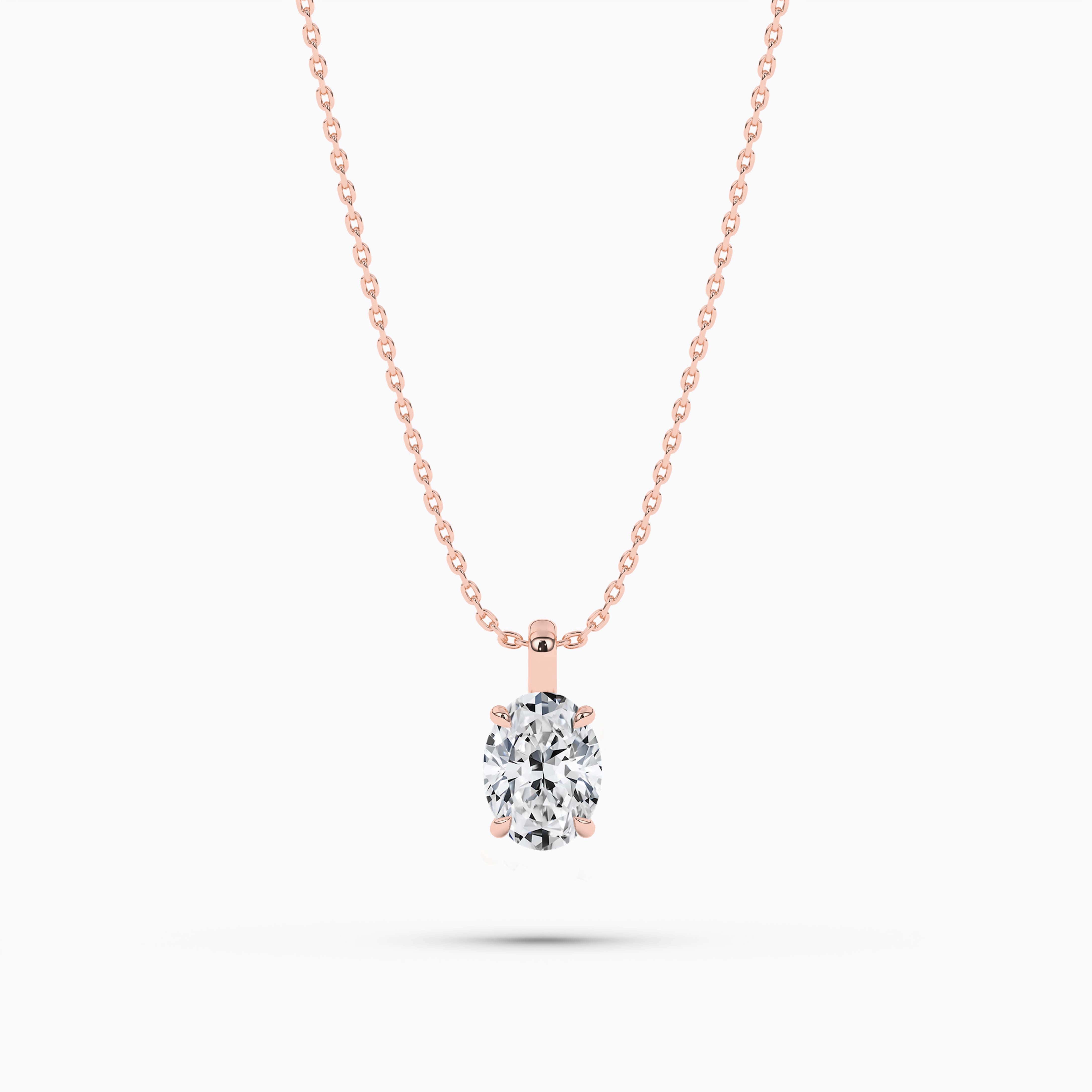 4-Prong Oval Solitaire Rose Gold Moissanite Pendant